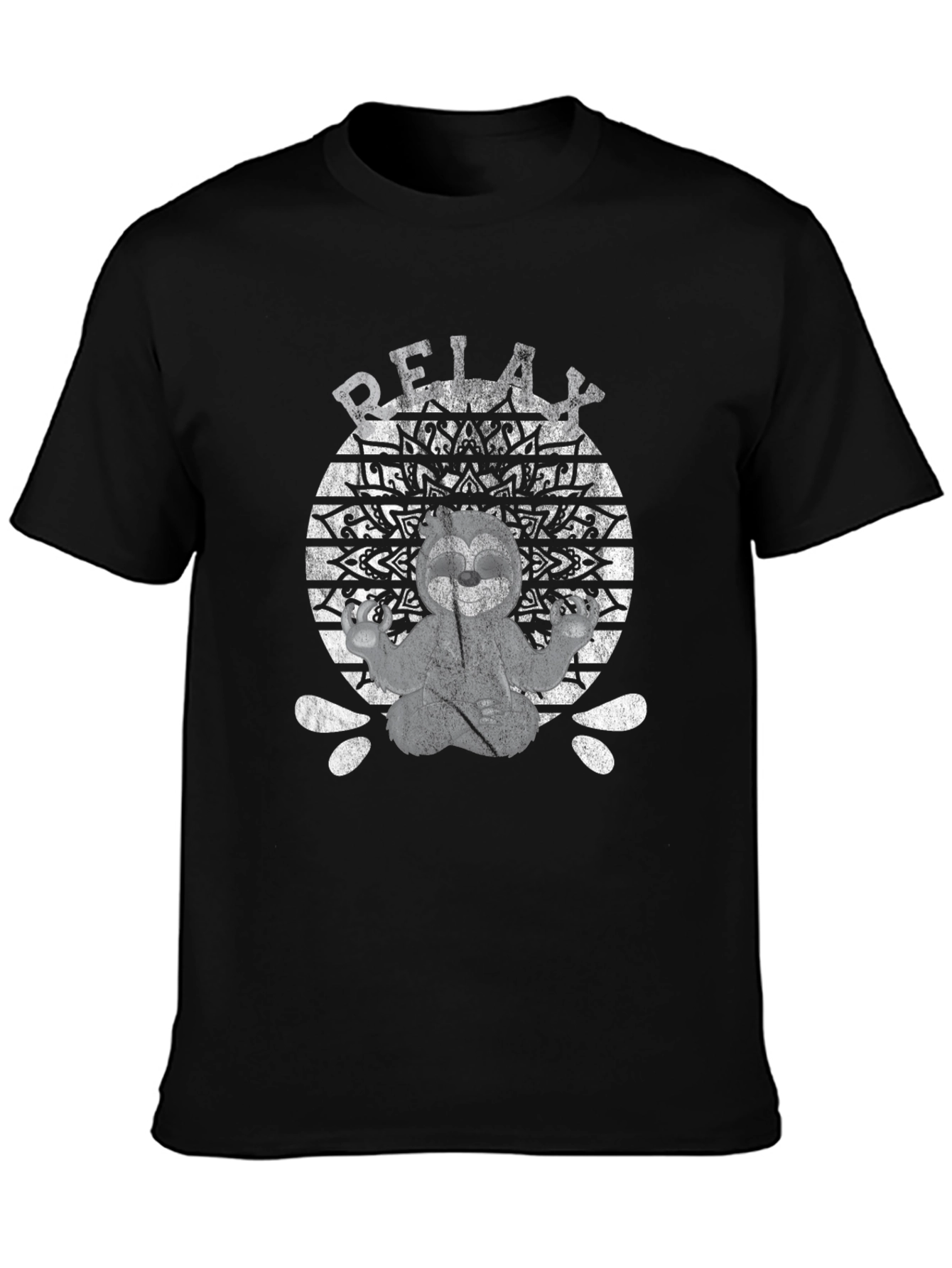 Relax Sloth Mandala Black T-Shirt