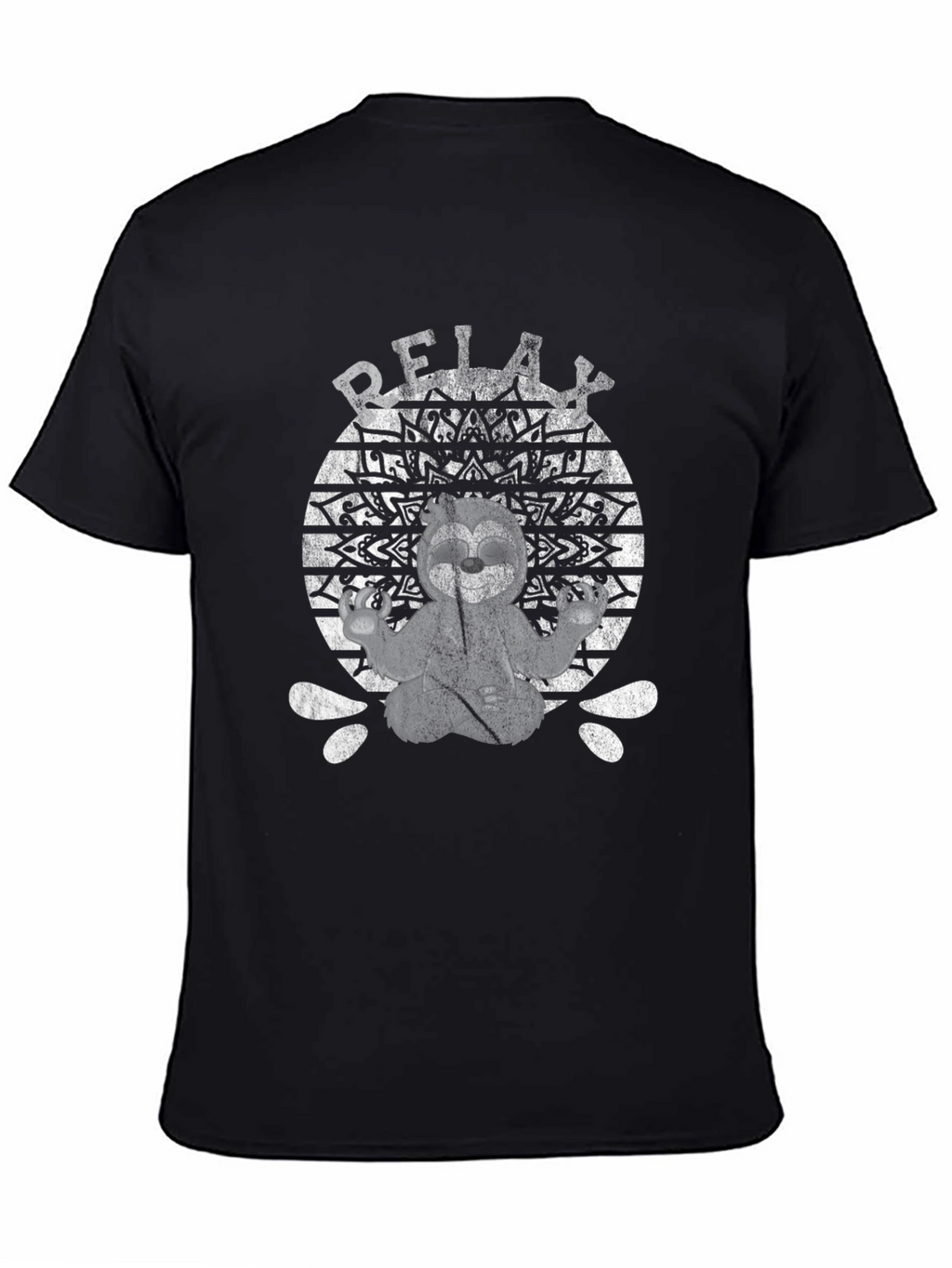 Relax Sloth Mandala Black T-Shirt