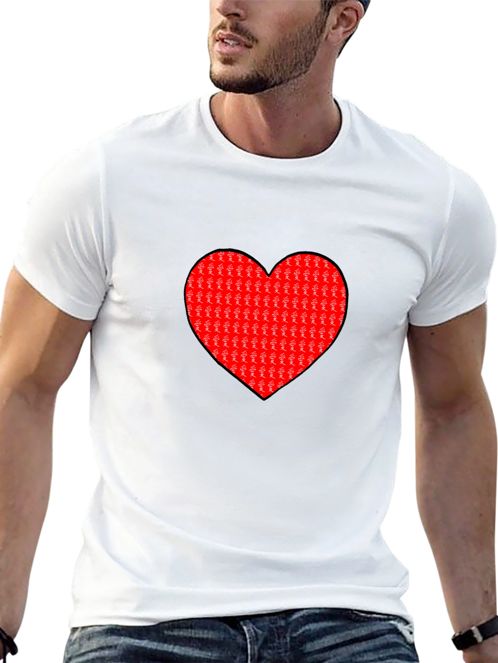 Love Heart Graphic Black T-Shirt