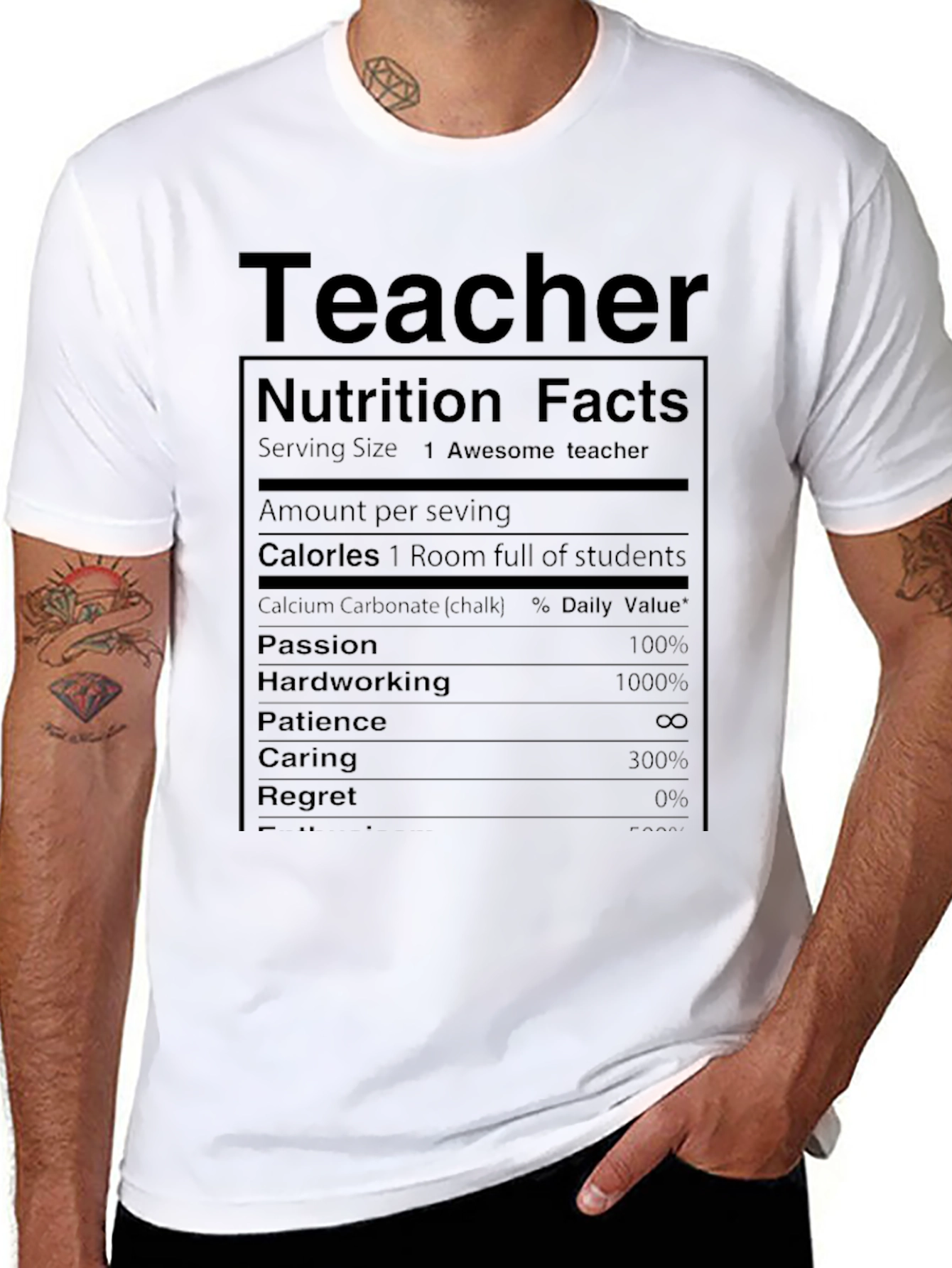 Teacher Nutrition Facts T-Shirt Funny Gift