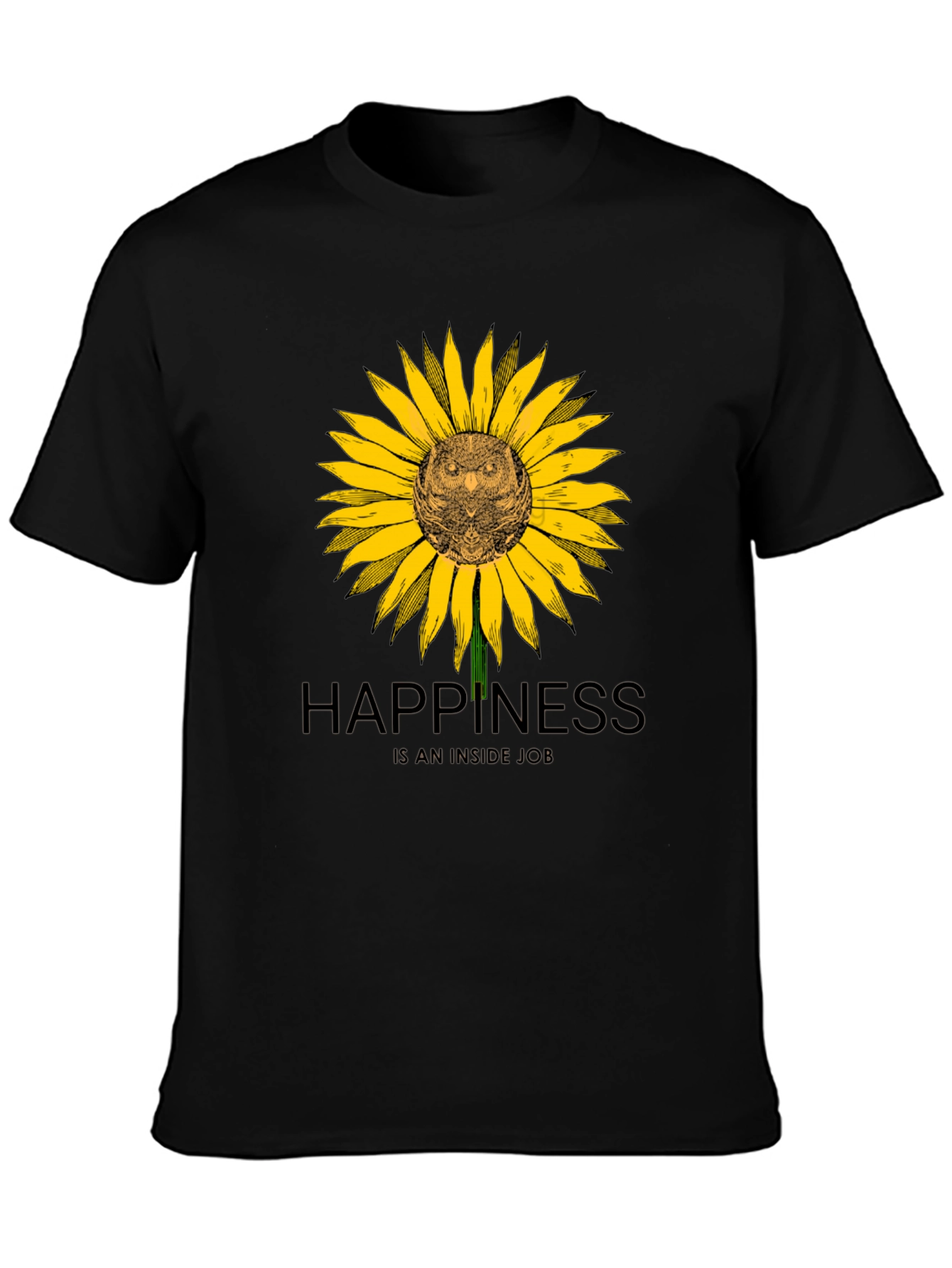 Happiness Inside Owl Sunflower Graphic Tee