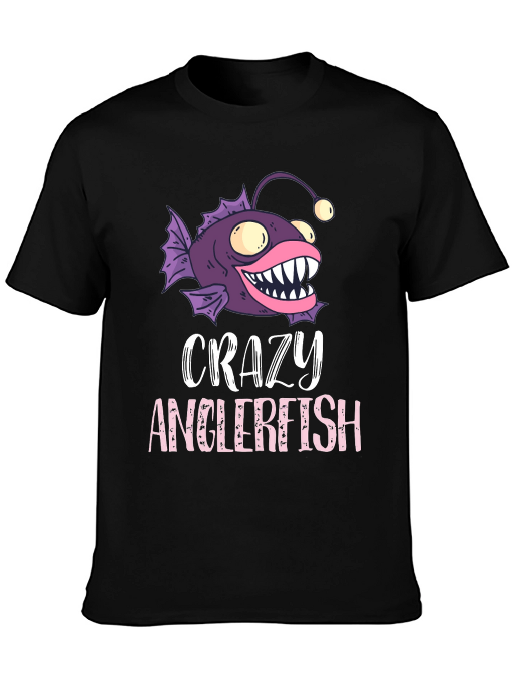Crazy Anglerfish Graphic Tee - Black Cotton T-Shirt
