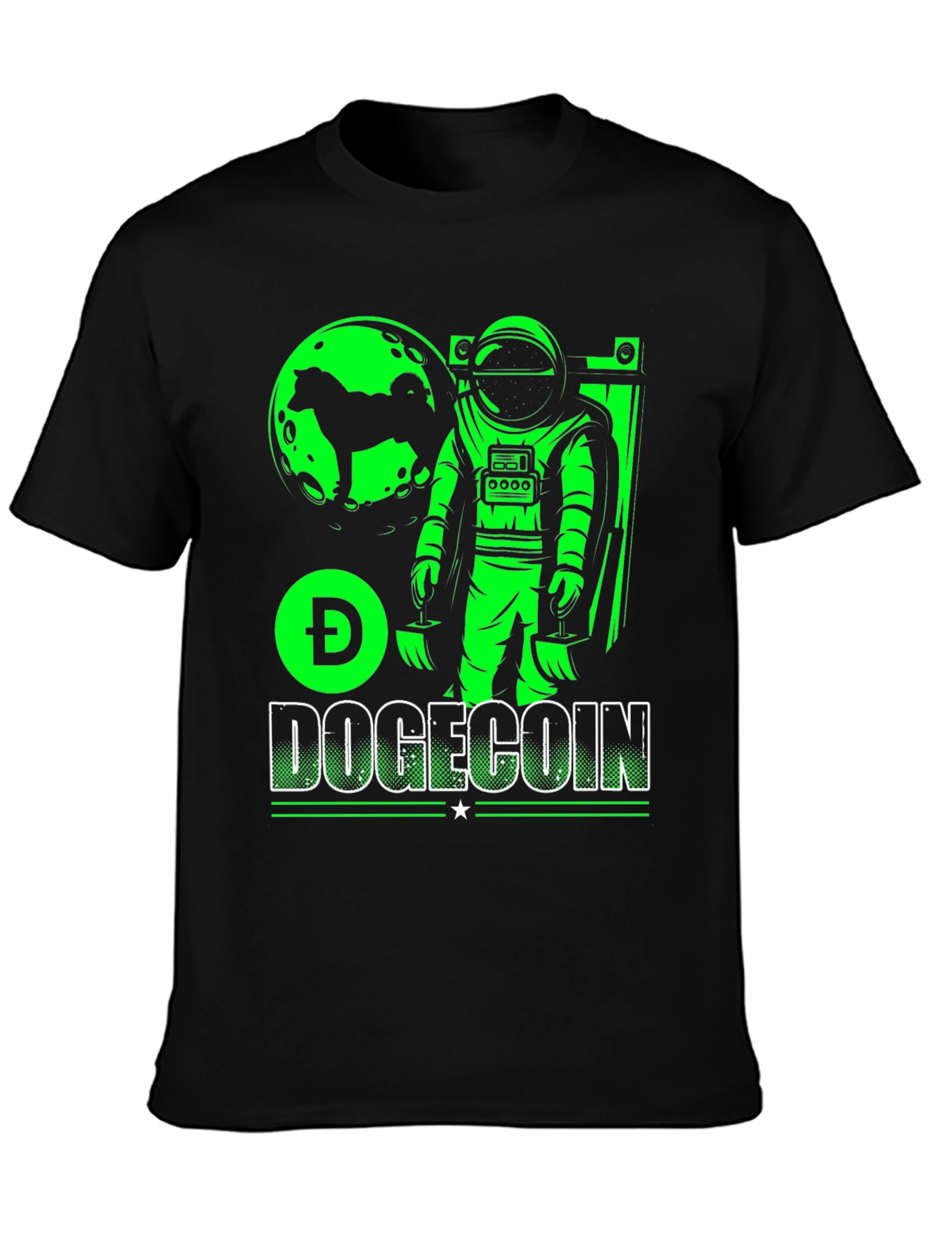 Dogecoin Astronaut Graphic Tee - Black Cotton T-Shirt