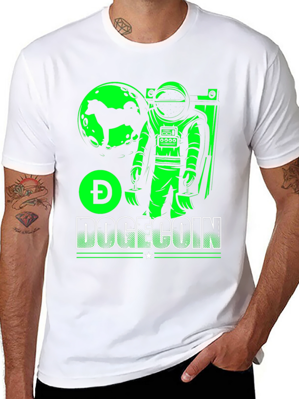 Dogecoin Astronaut Graphic Tee - Black Cotton T-Shirt