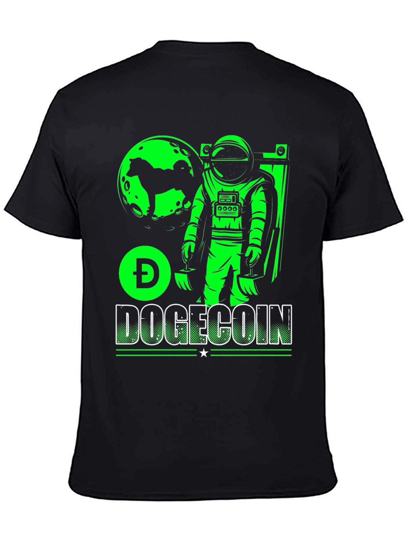 Dogecoin Astronaut Graphic Tee - Black Cotton T-Shirt