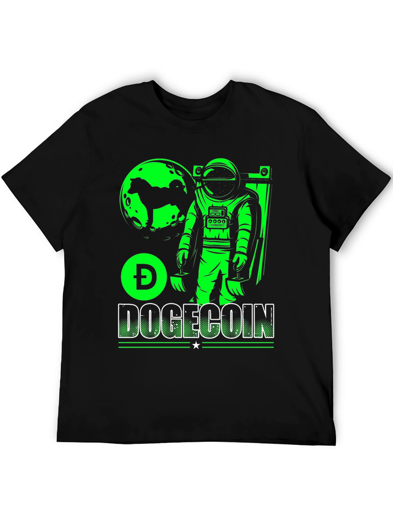Dogecoin Astronaut Graphic Tee - Black Cotton T-Shirt