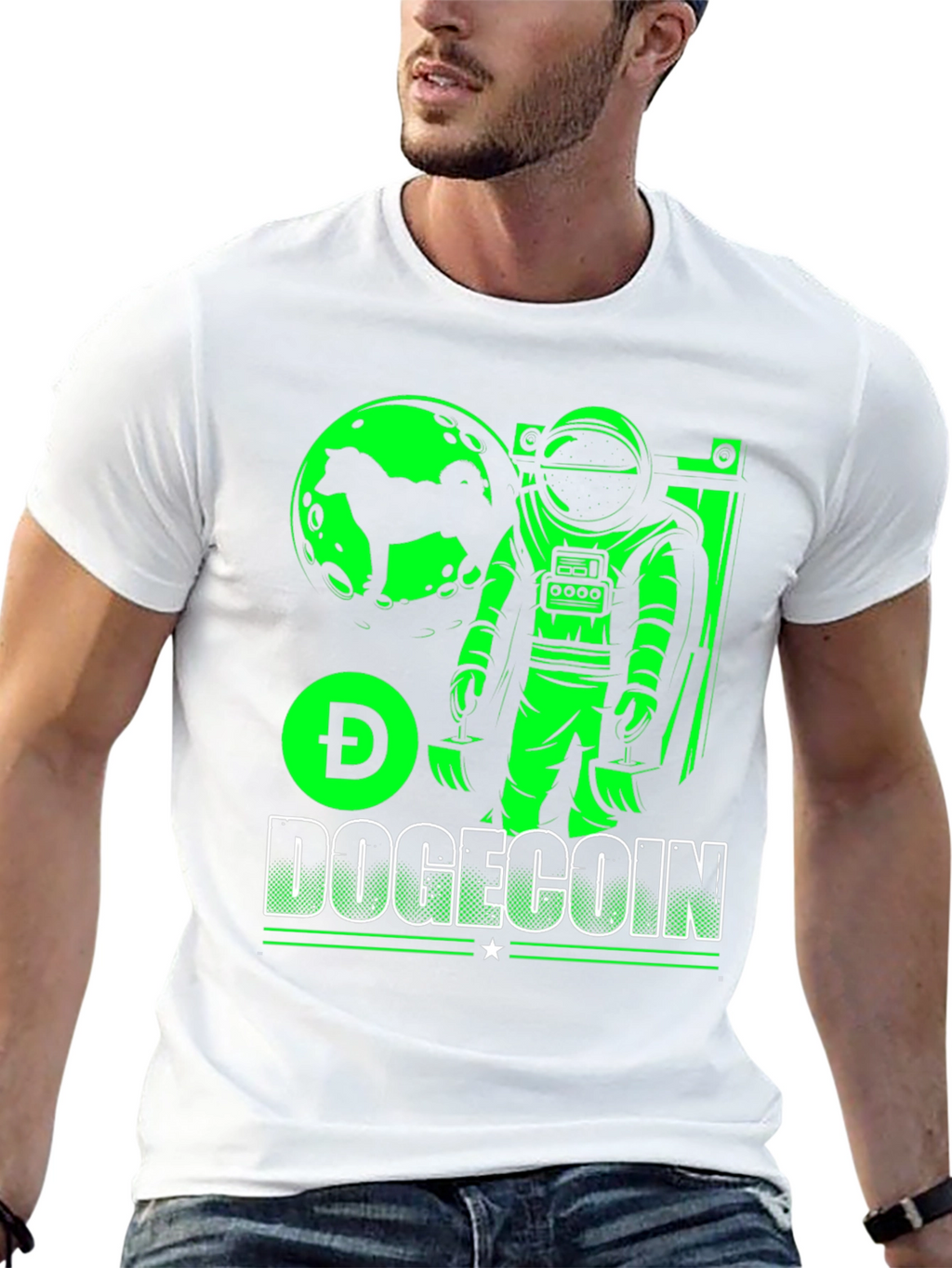 Dogecoin Astronaut Graphic Tee - Black Cotton T-Shirt