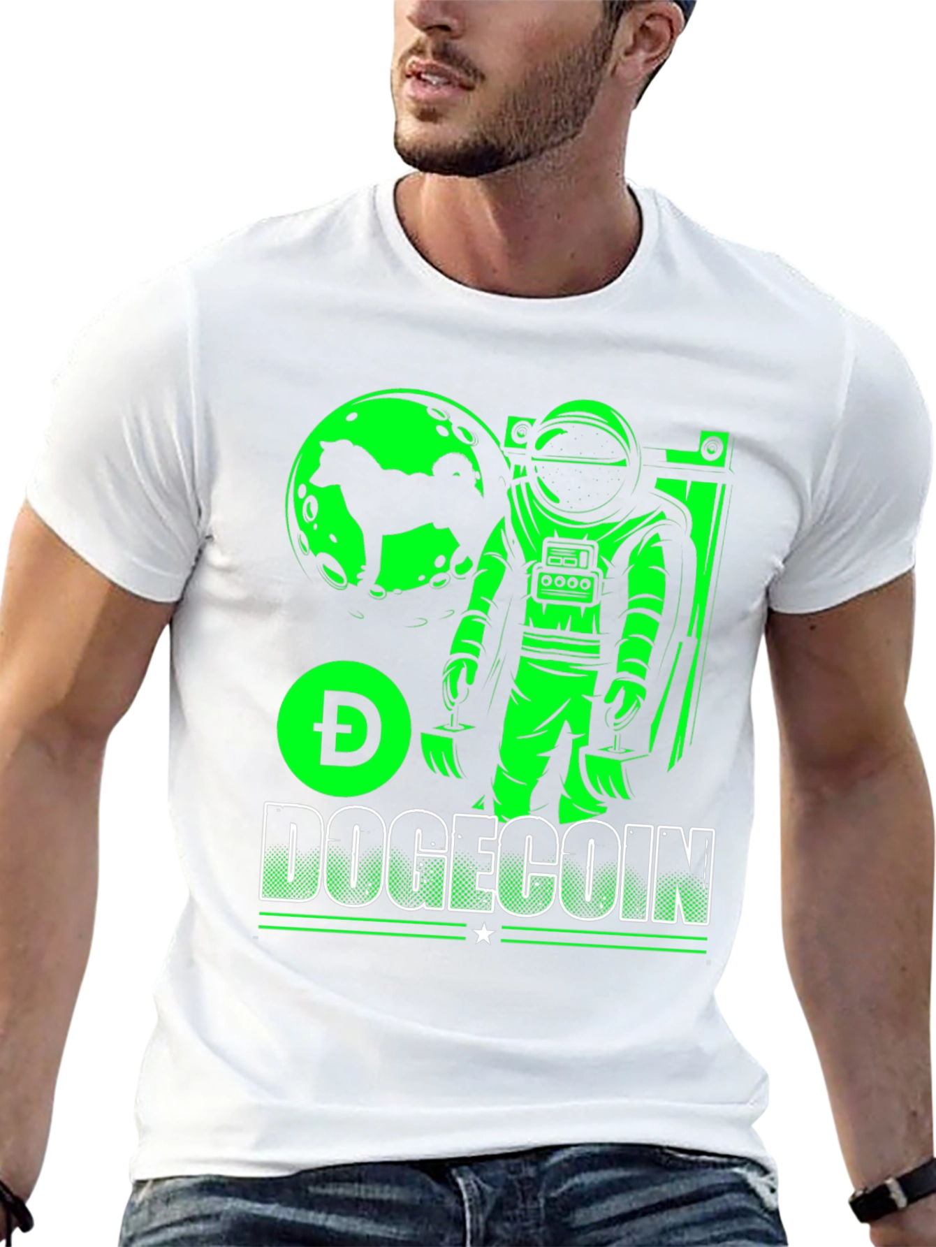 Dogecoin Astronaut Graphic Tee - Black Cotton T-Shirt