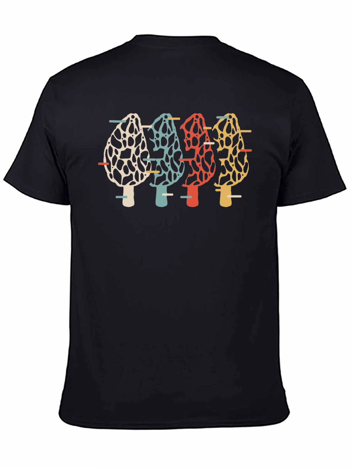 Retro Morel Mushroom Graphic Tee - Black Unisex T-Shirt