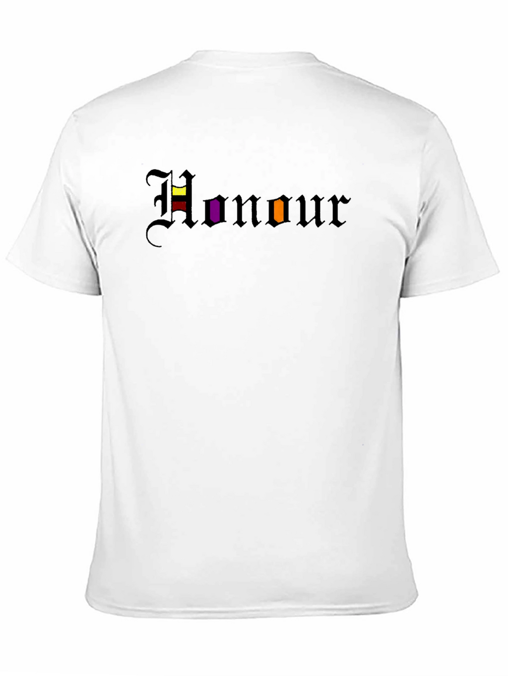Honour T-Shirt: Black Tee with Gothic Lettering Design