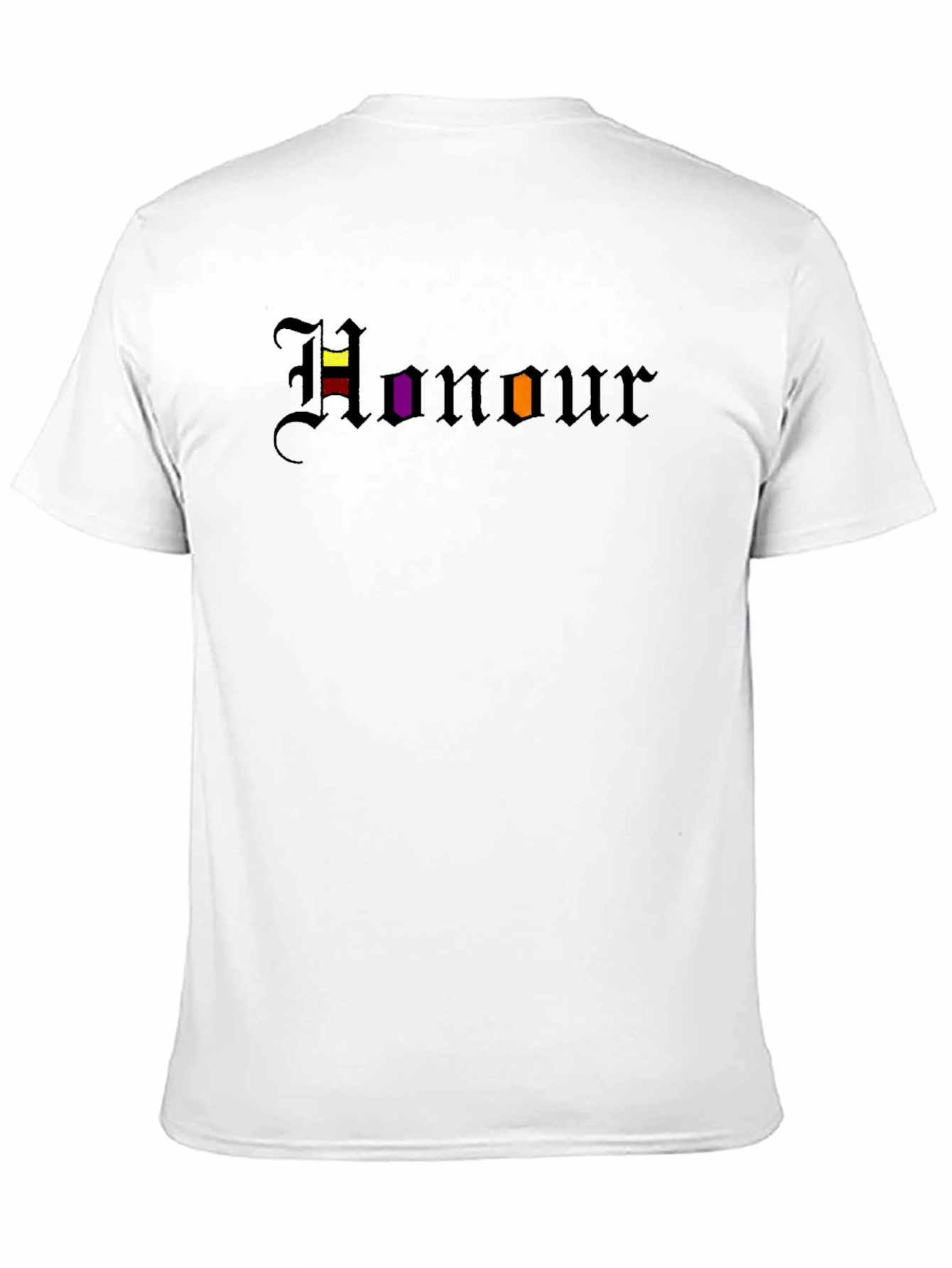 Honour T-Shirt: Black Tee with Gothic Lettering Design
