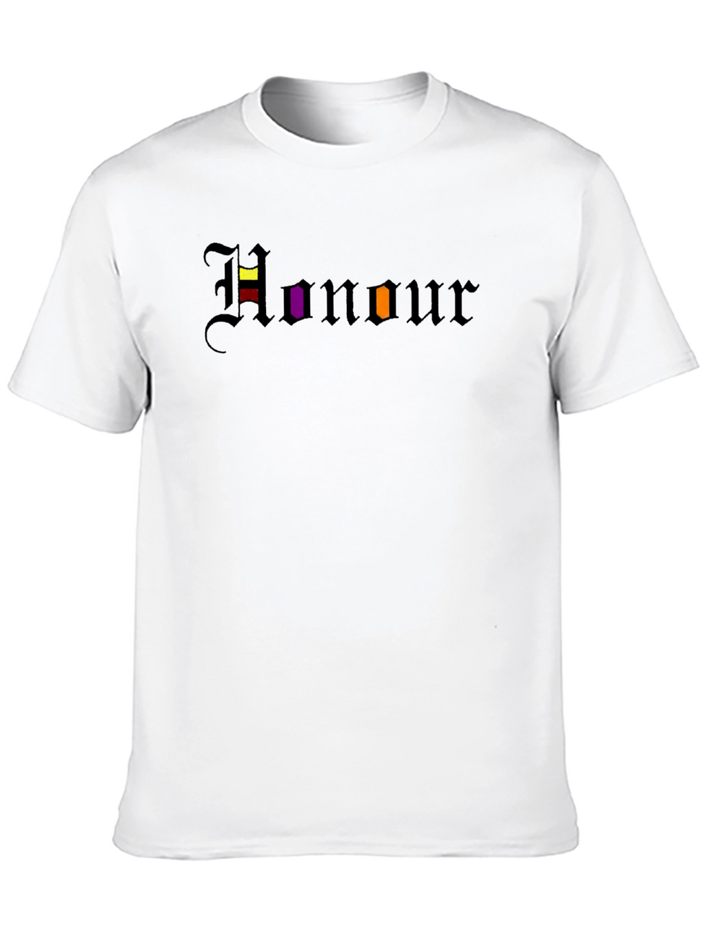 Honour T-Shirt: Black Tee with Gothic Lettering Design