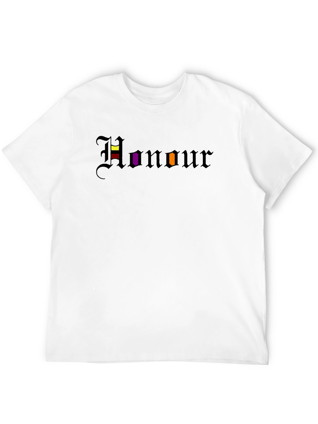 Honour T-Shirt: Black Tee with Gothic Lettering Design