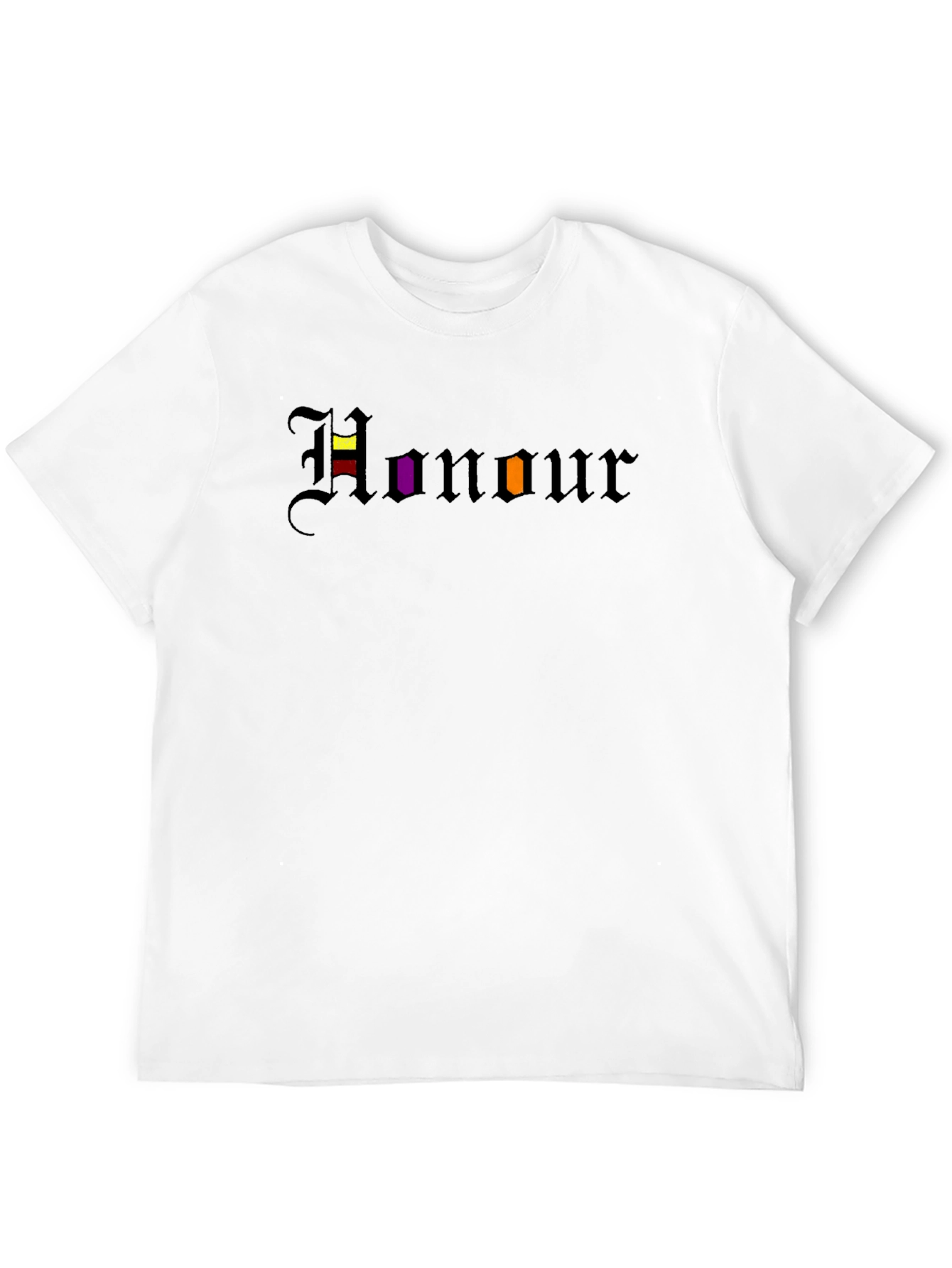 Honour T-Shirt: Black Tee with Gothic Lettering Design