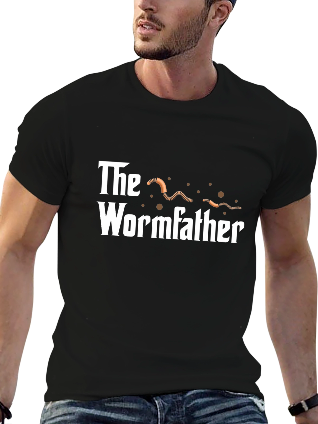 The Wormfather Black T-Shirt - Funny Worm Dad Tee