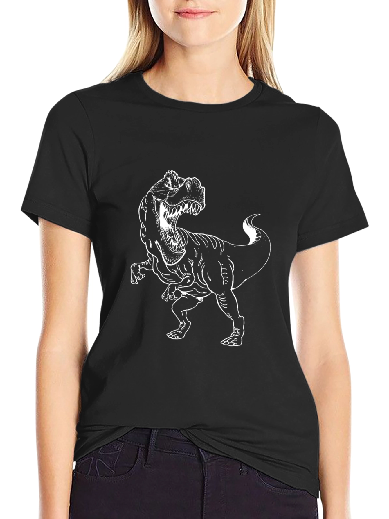 Mens Black T-Rex Graphic Tee