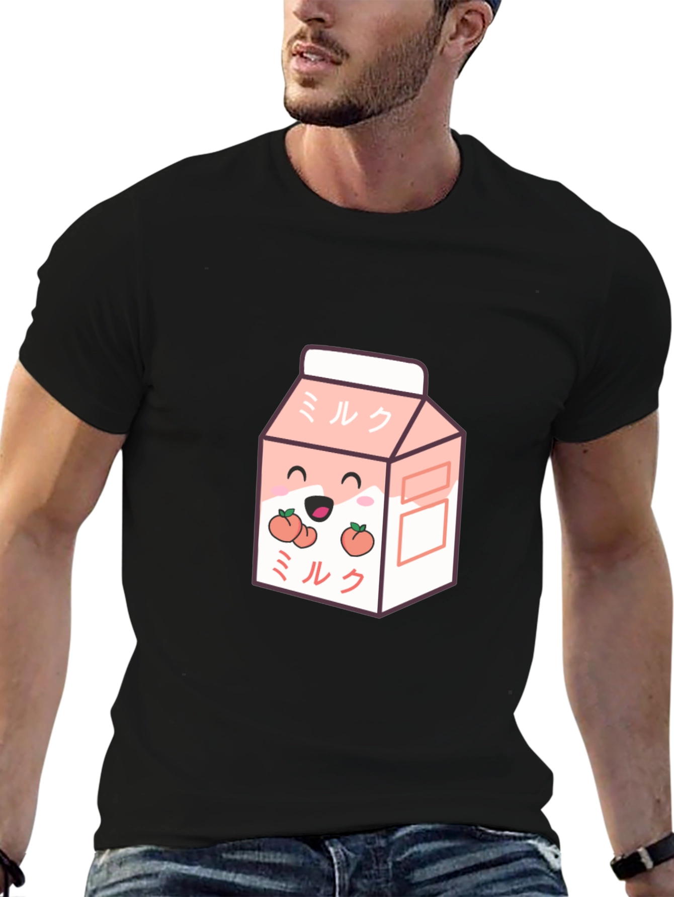 Cute Peach Milk Cartoon Graphic T-Shirt