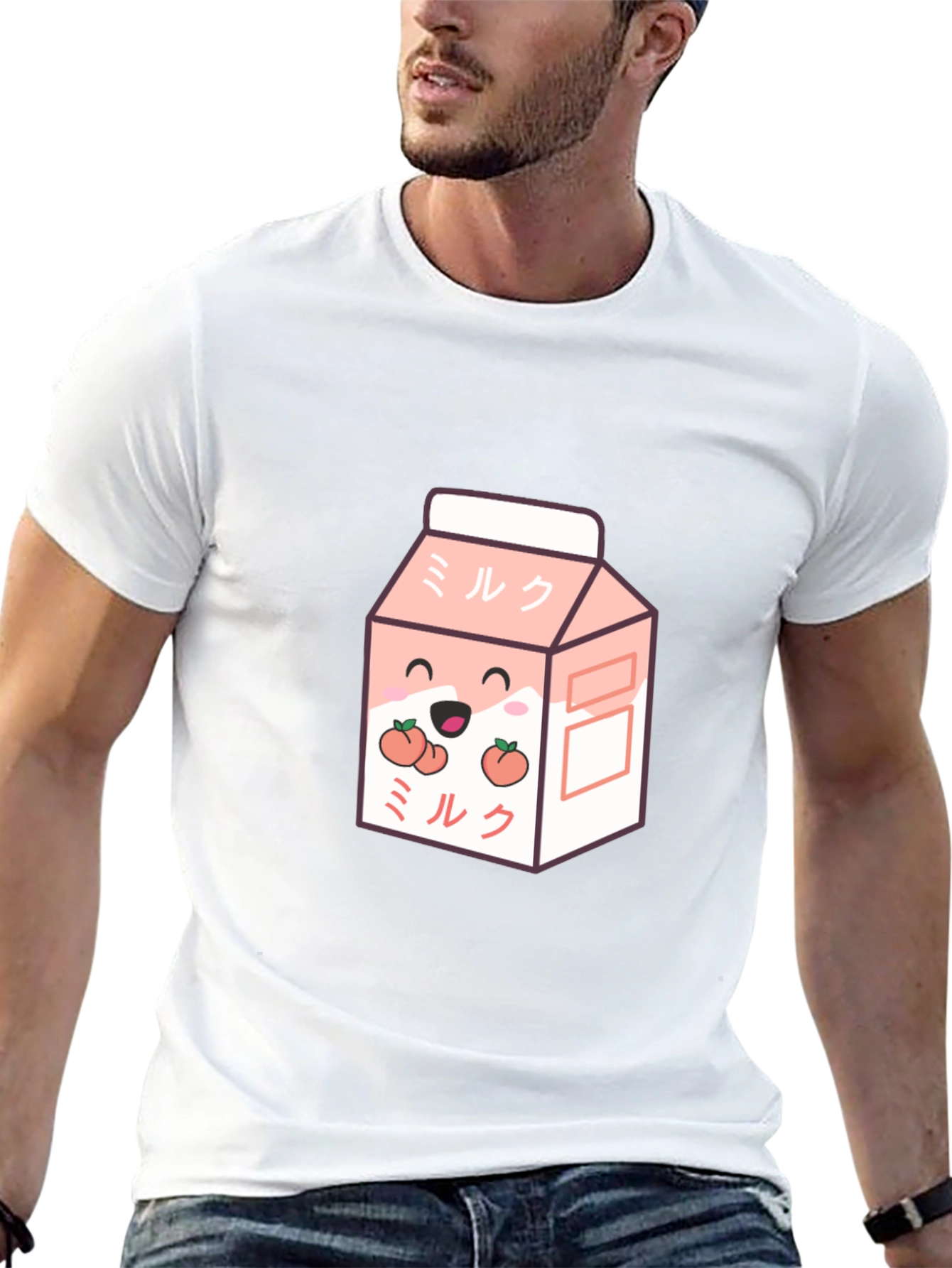 Cute Peach Milk Cartoon Graphic T-Shirt
