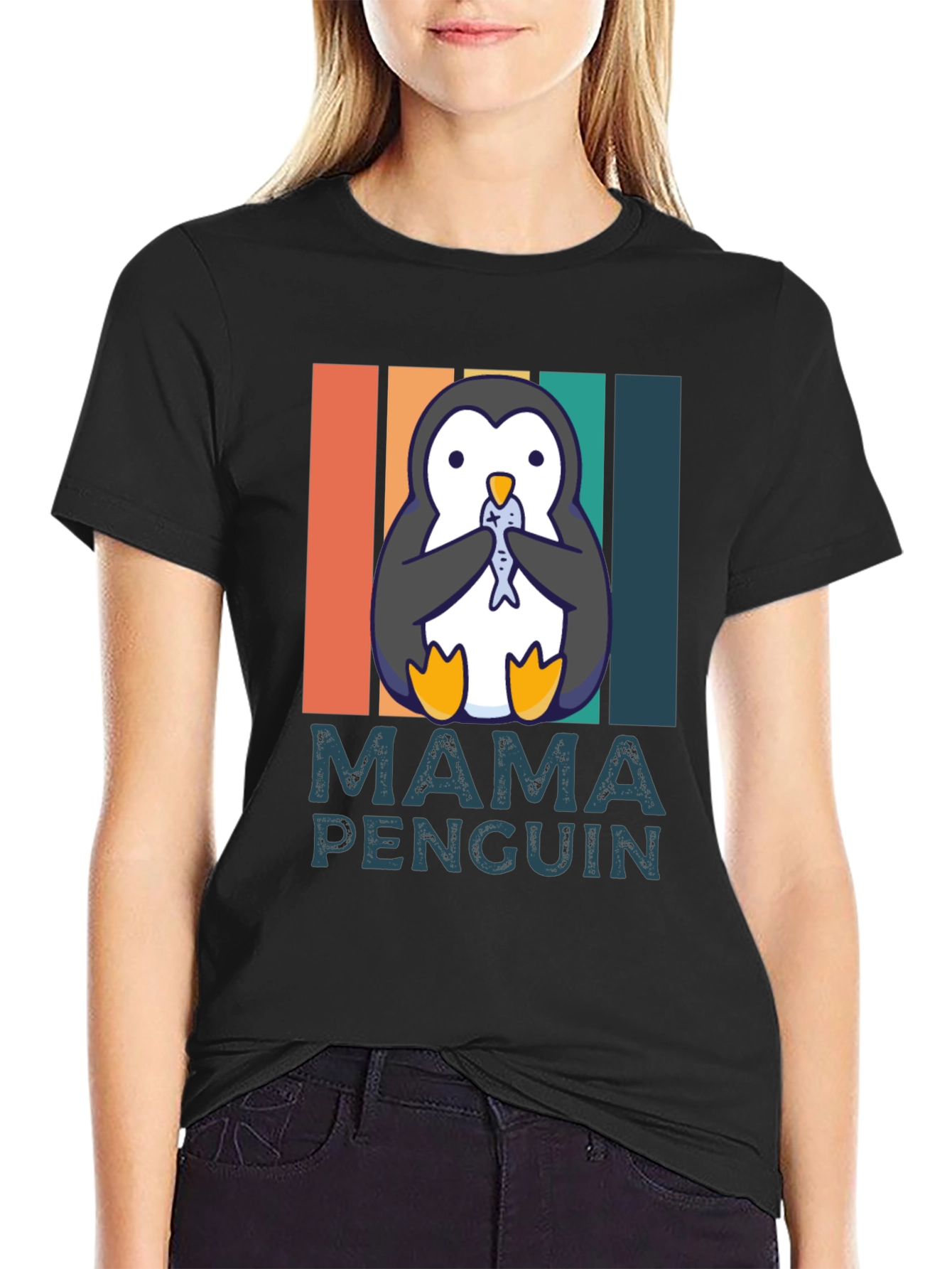 Mama Penguin T-Shirt - Cute Animal Graphic Tee