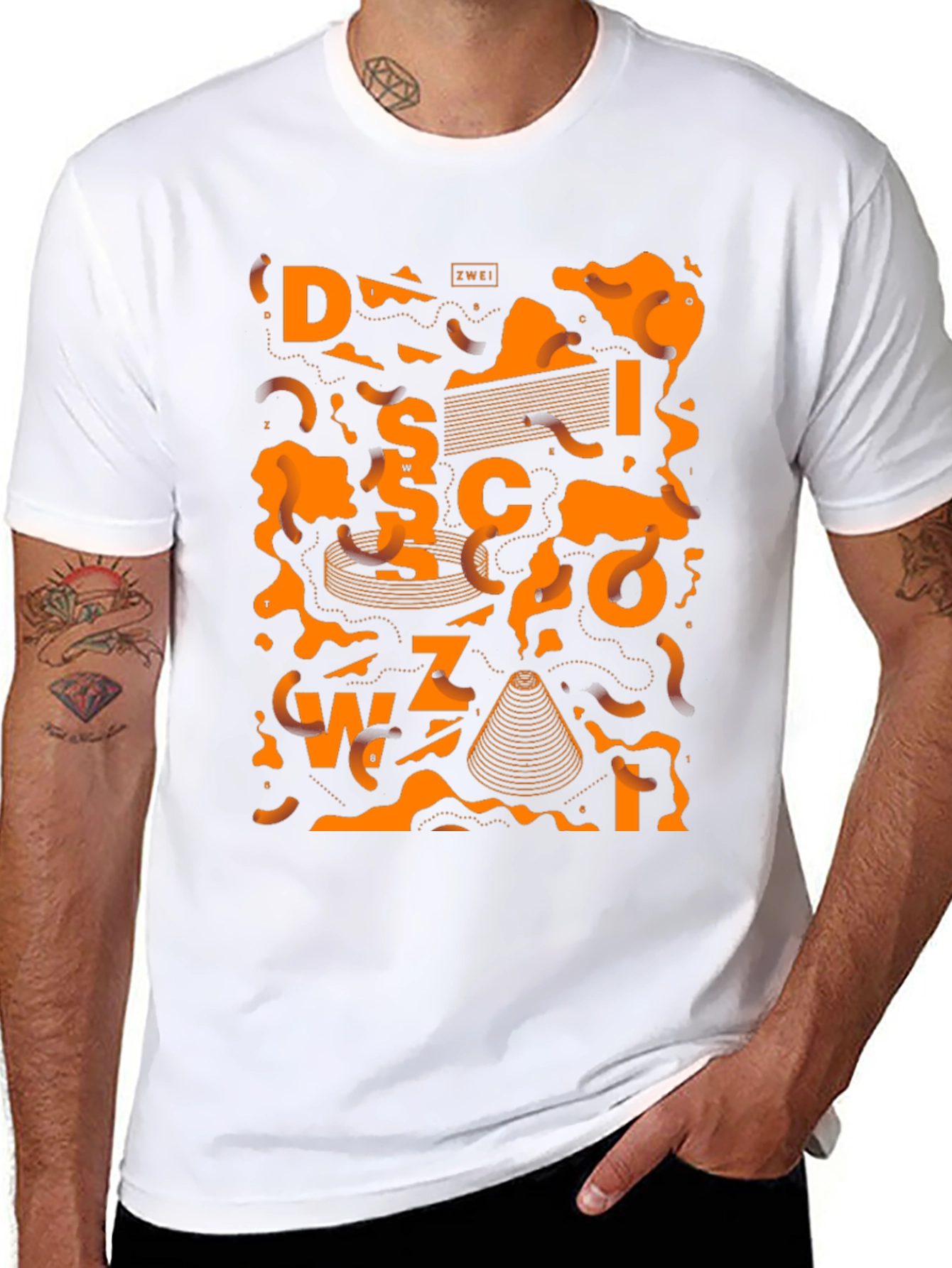 Abstract Graphic Tee - Black Cotton Blend