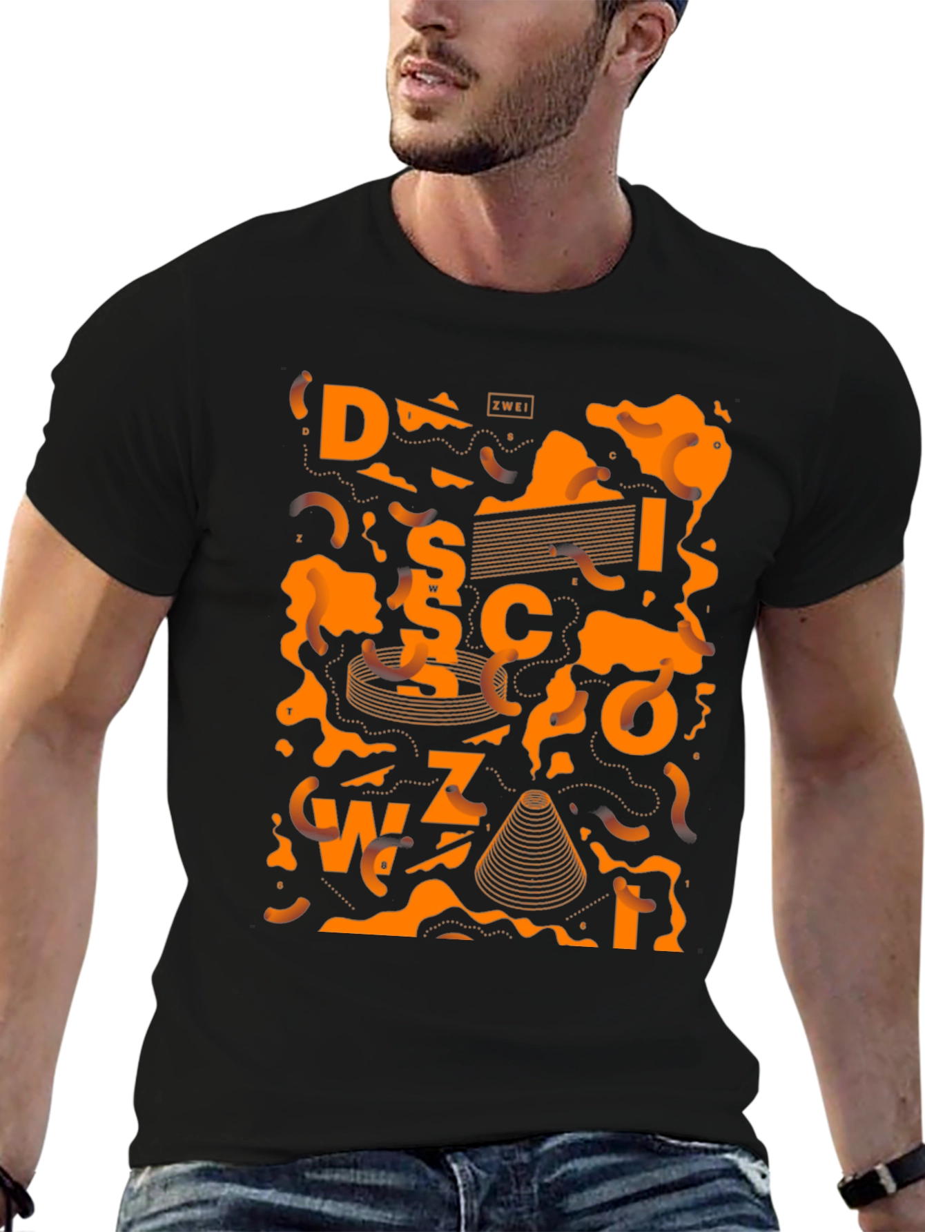Abstract Graphic Tee - Black Cotton Blend