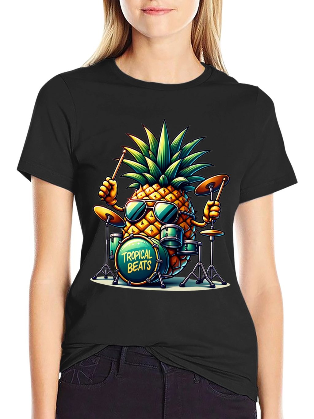 Tropical Beats Pineapple Drummer Graphic Tee