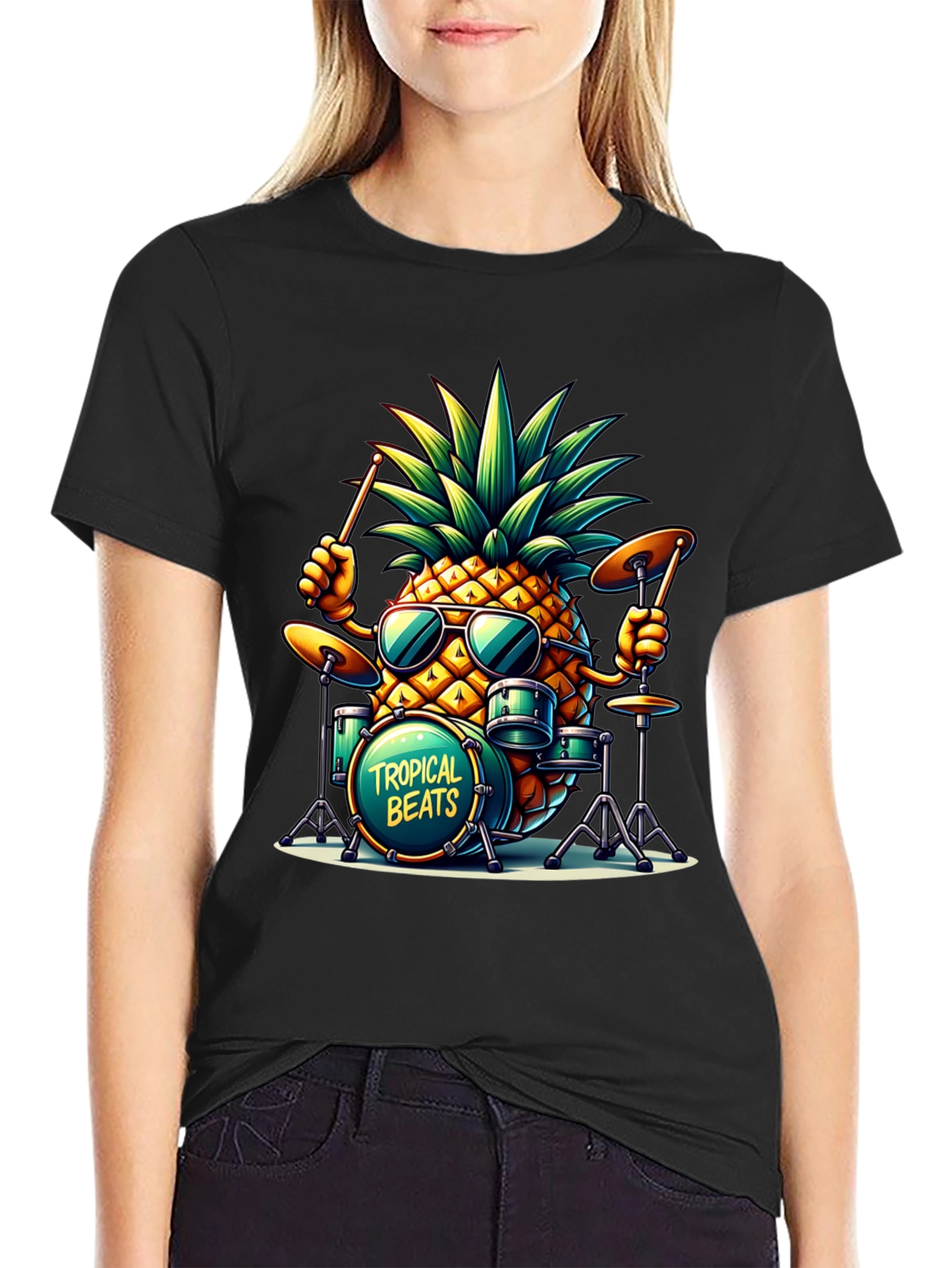 Tropical Beats Pineapple Drummer Graphic Tee