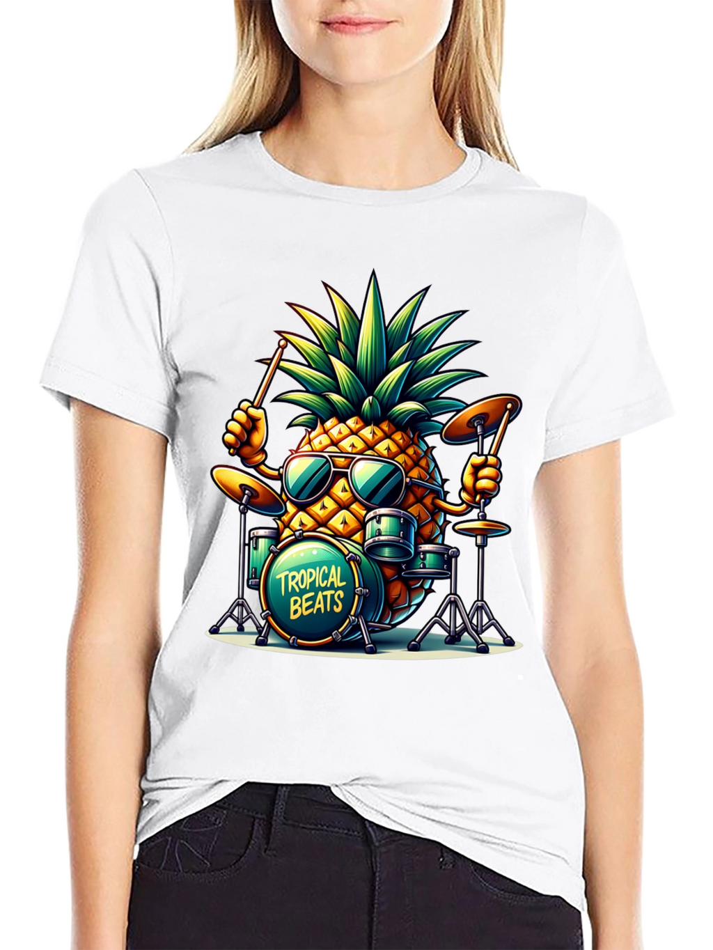 Tropical Beats Pineapple Drummer Graphic Tee