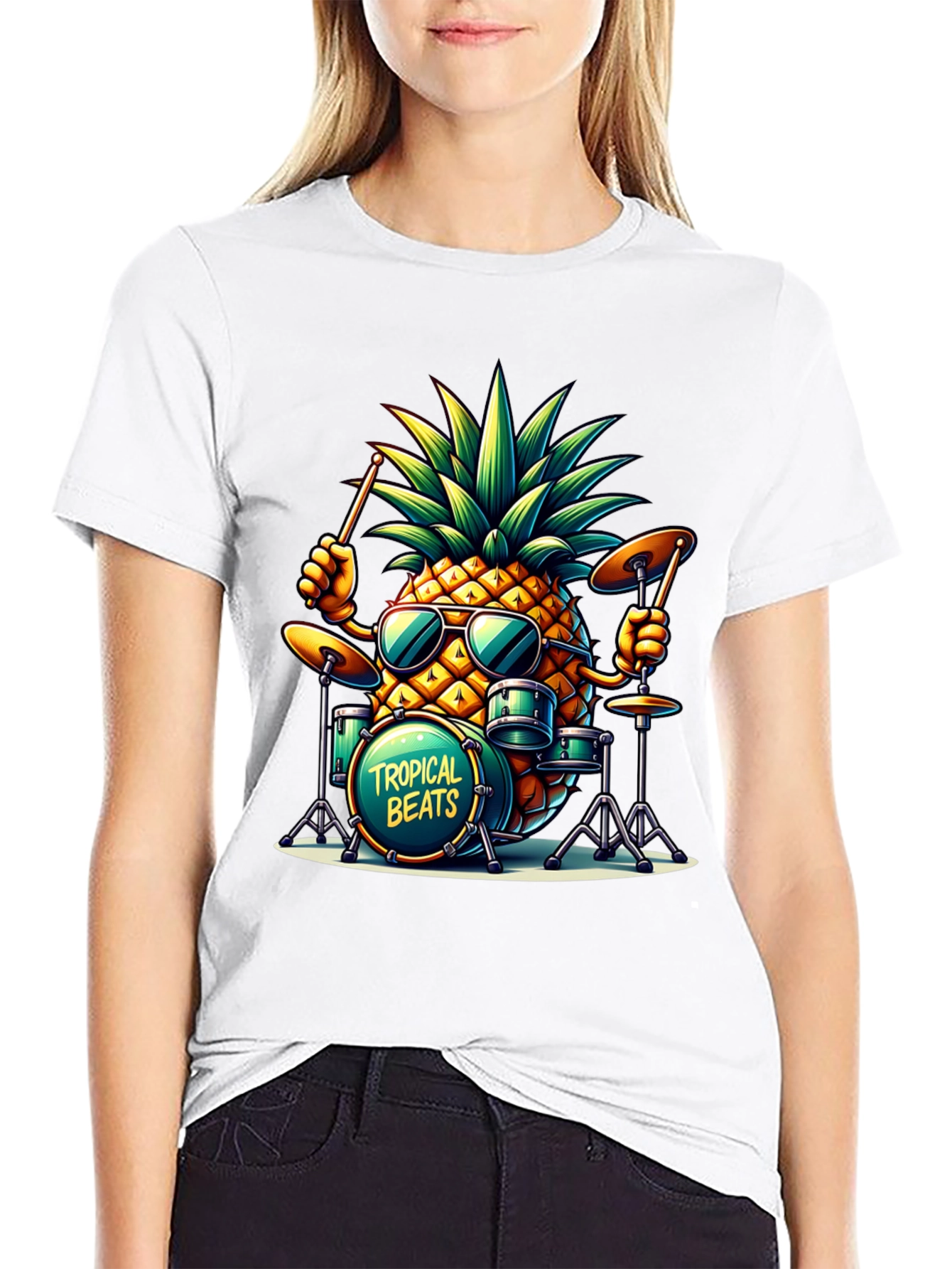 Tropical Beats Pineapple Drummer Graphic Tee