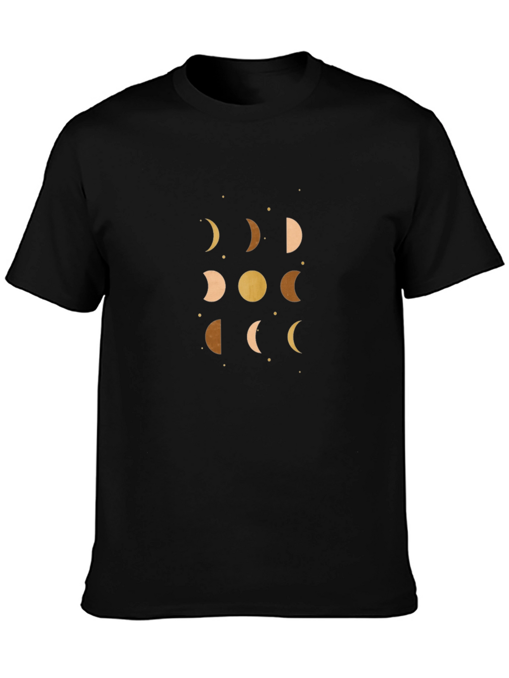 Celestial Moon Phases Graphic Tee - Black