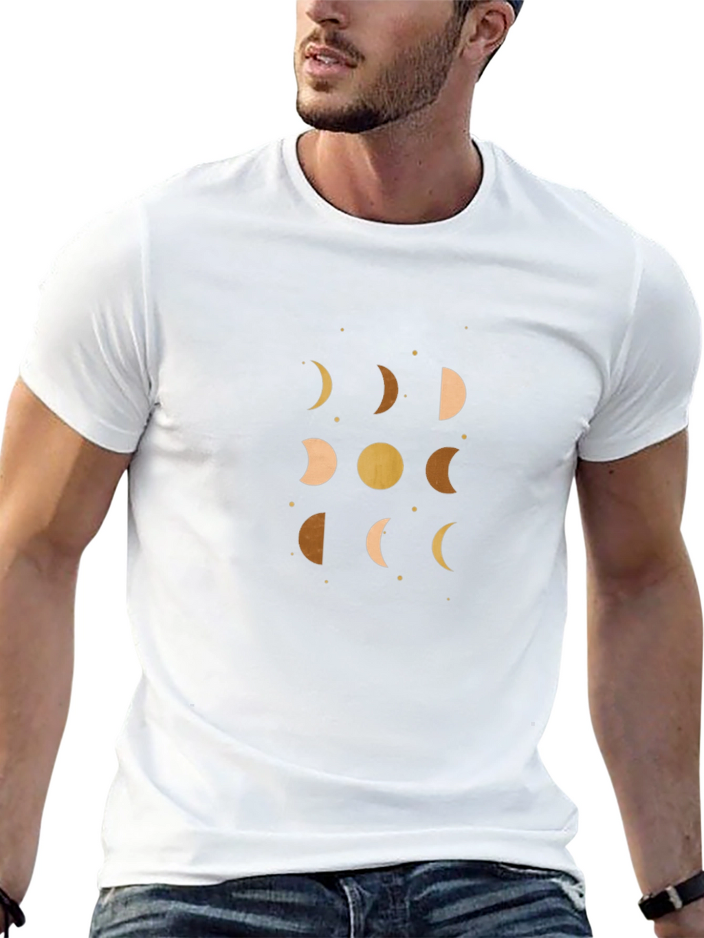 Celestial Moon Phases Graphic Tee - Black