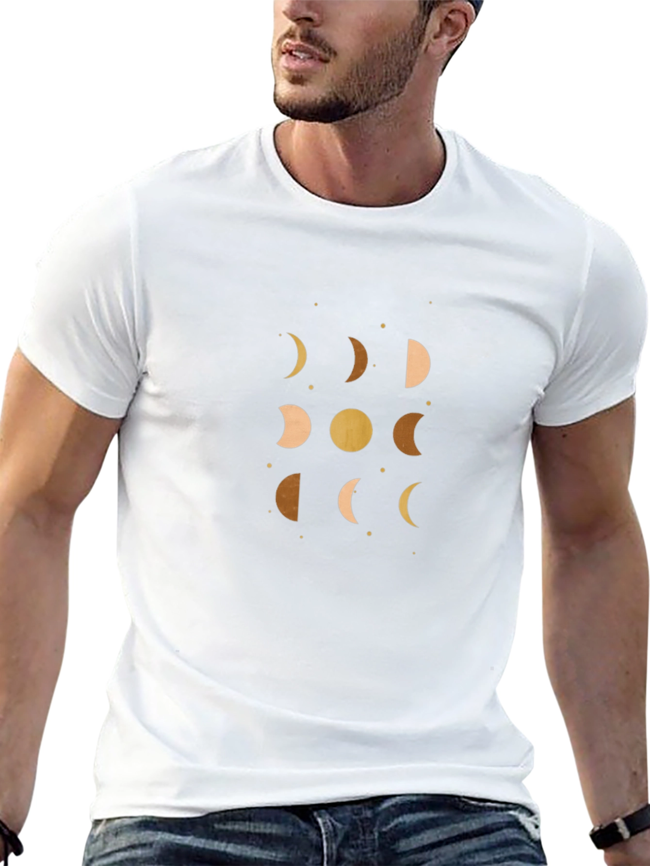 Celestial Moon Phases Graphic Tee - Black