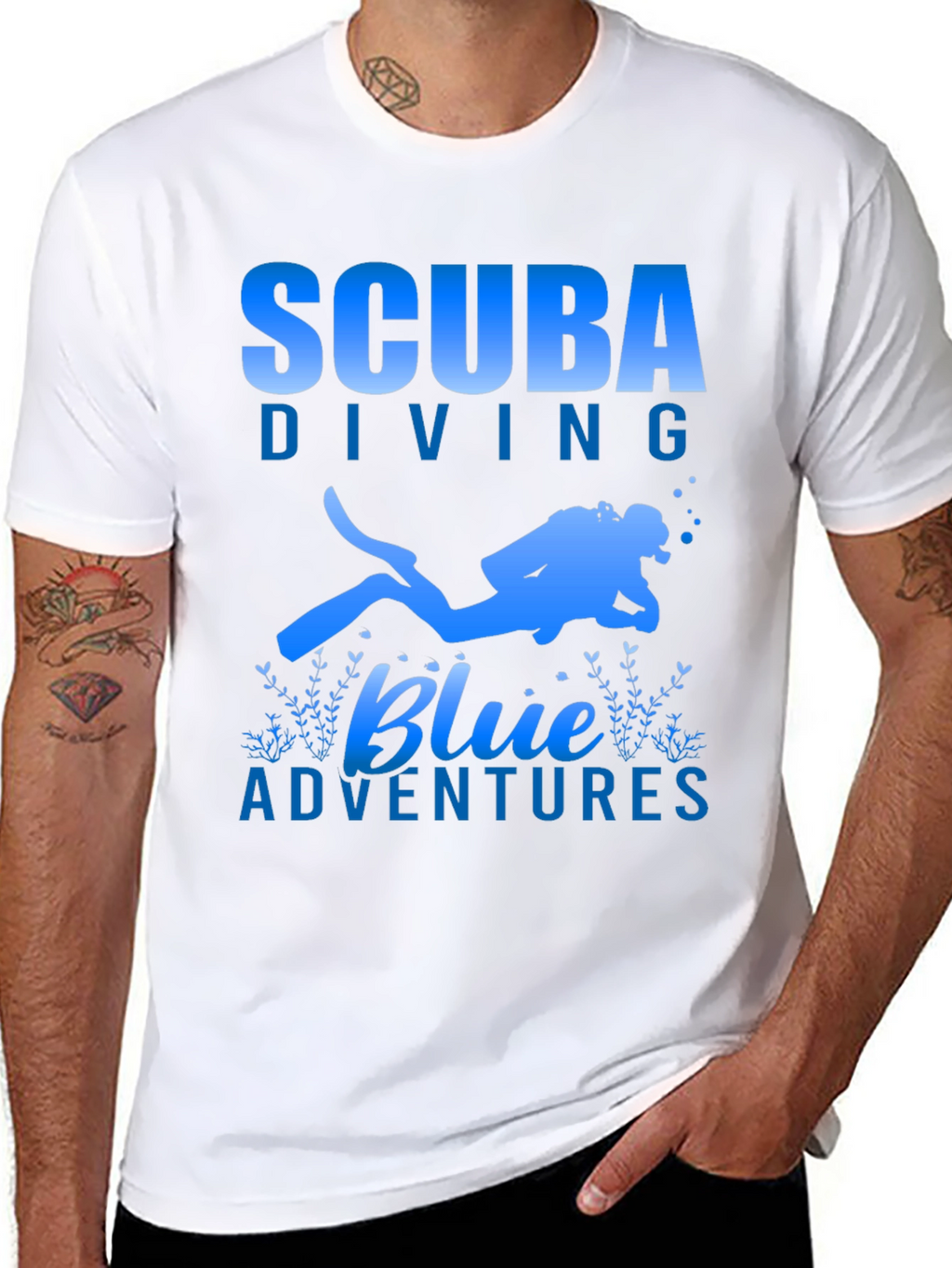 Scuba Diving Blue Adventures T-Shirt - Black