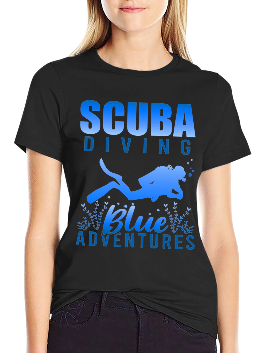 Scuba Diving Blue Adventures T-Shirt - Black