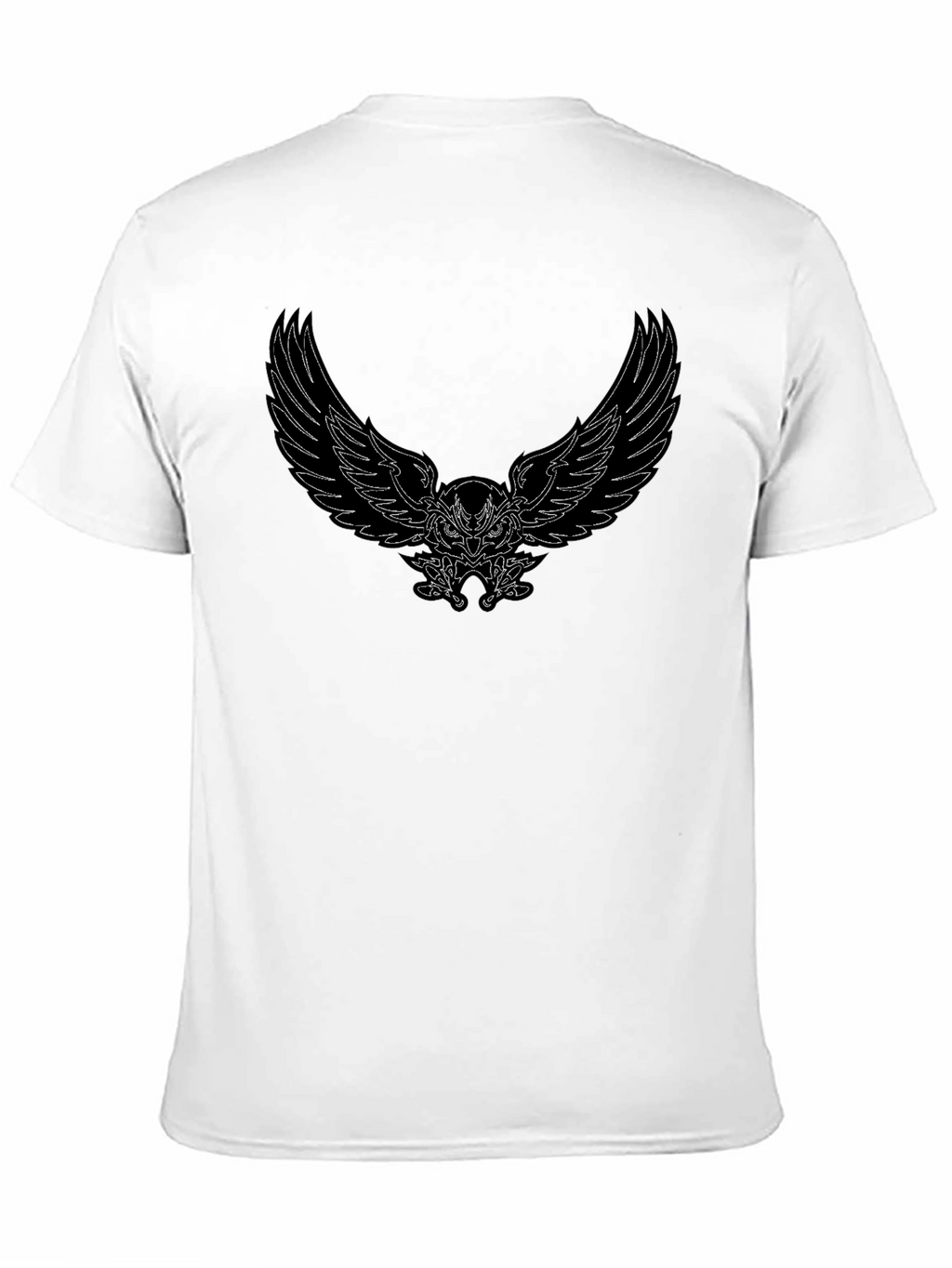 Mens Black T-Shirt with Winged Owl Graphic