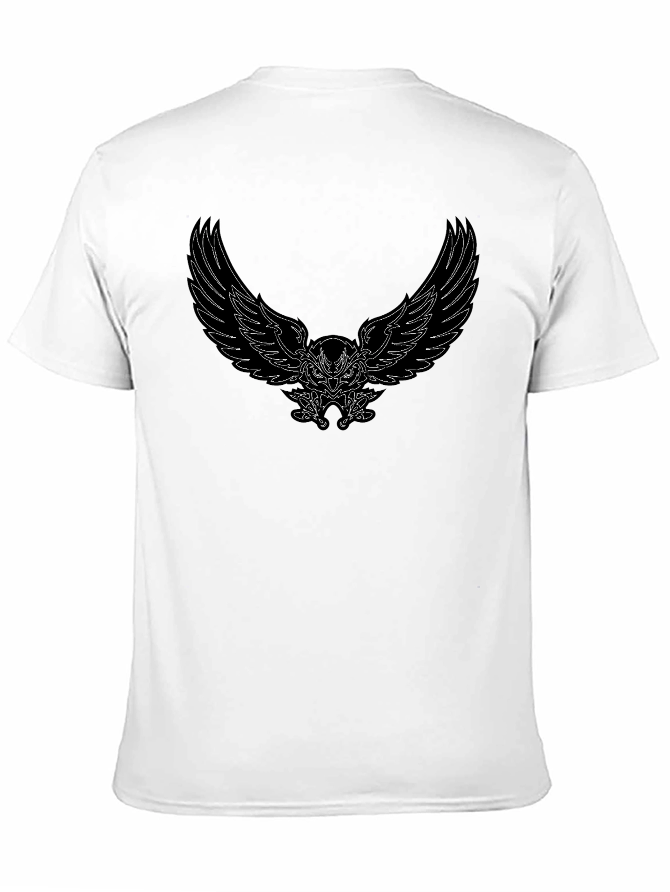 Mens Black T-Shirt with Winged Owl Graphic