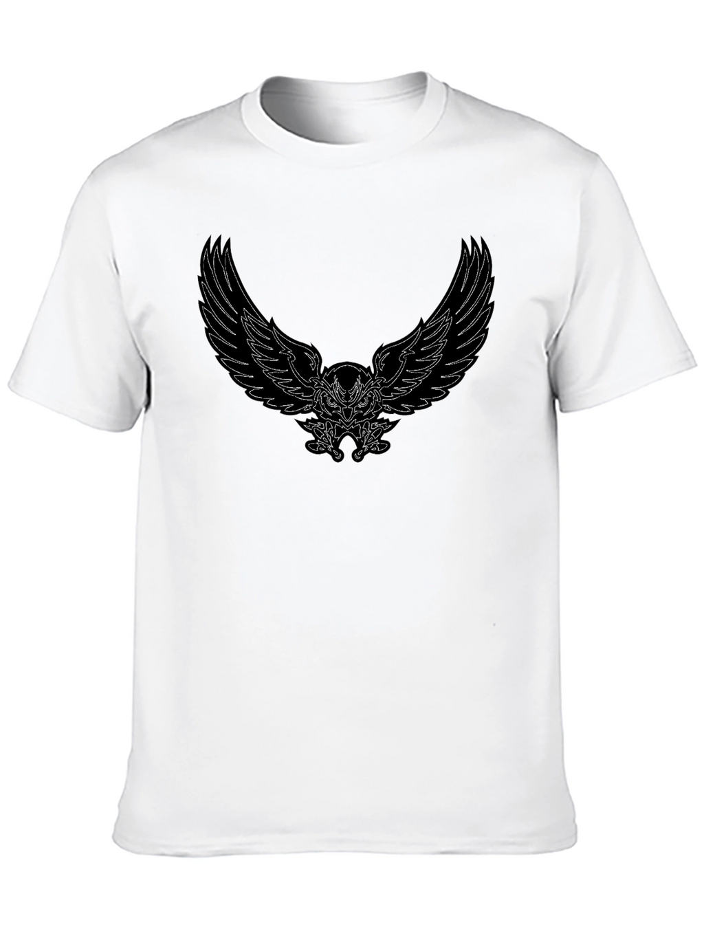 Mens Black T-Shirt with Winged Owl Graphic