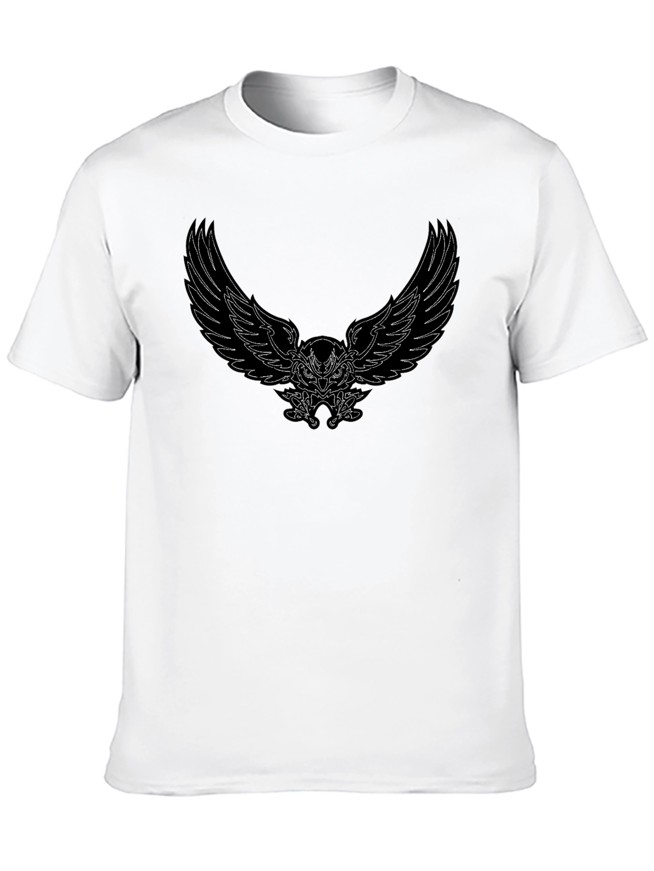 Mens Black T-Shirt with Winged Owl Graphic