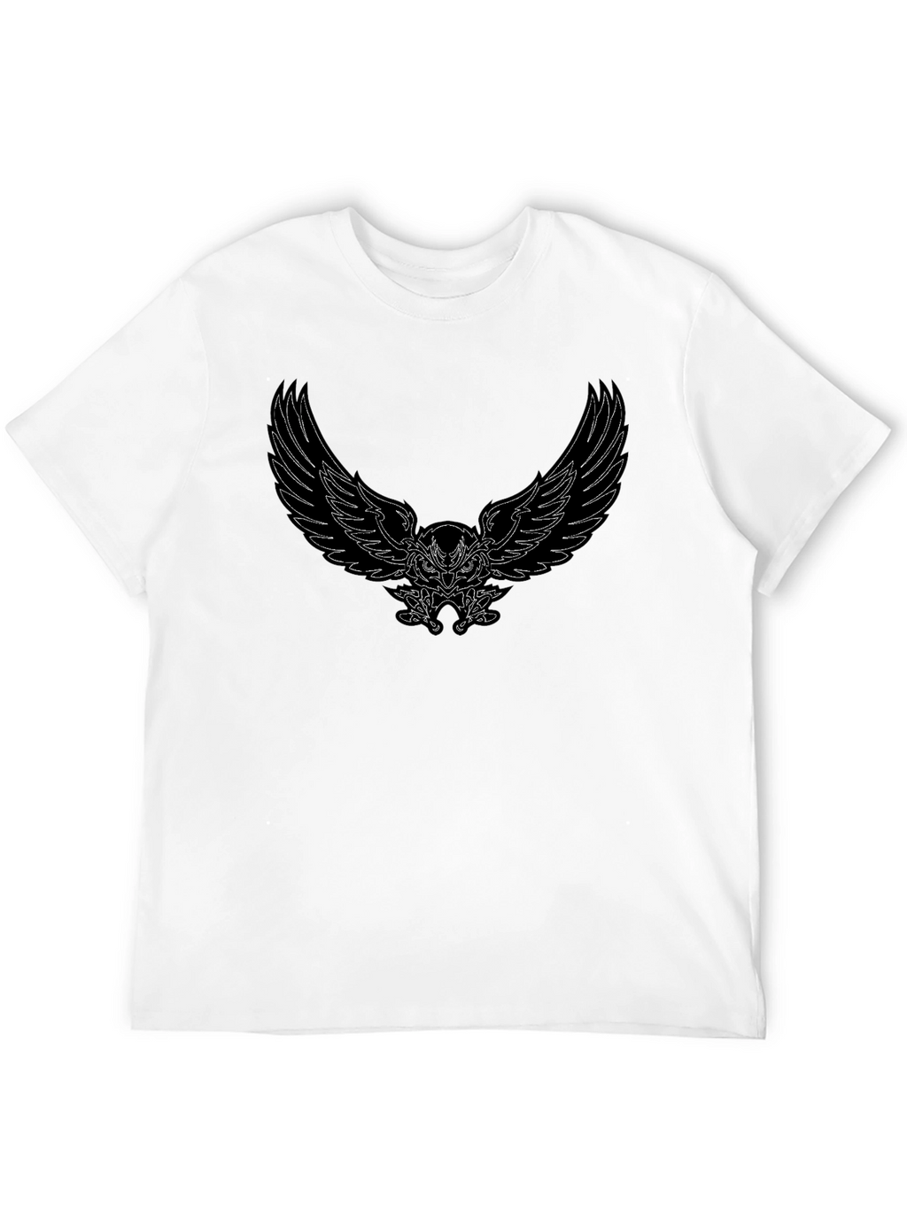 Mens Black T-Shirt with Winged Owl Graphic