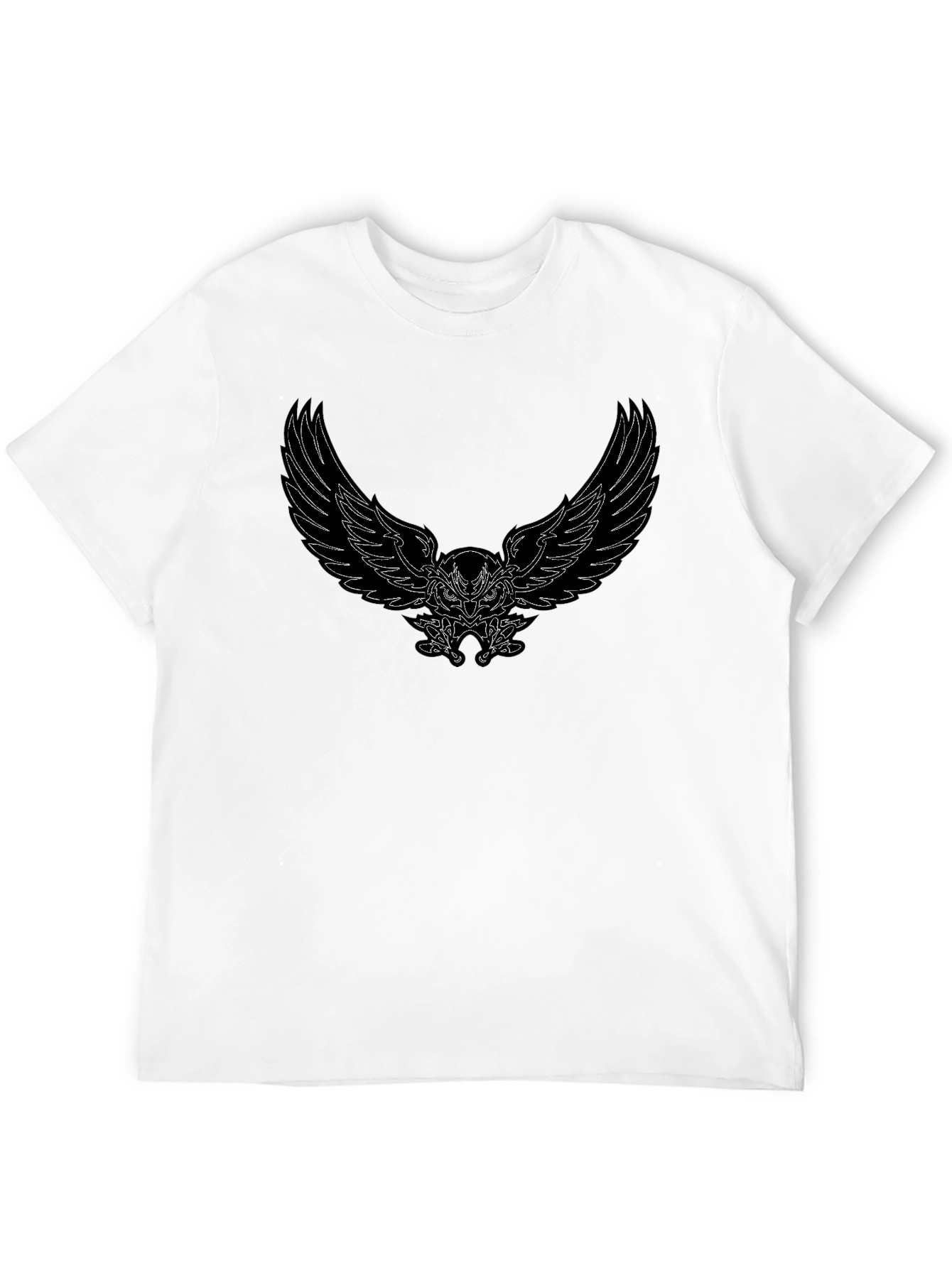 Mens Black T-Shirt with Winged Owl Graphic