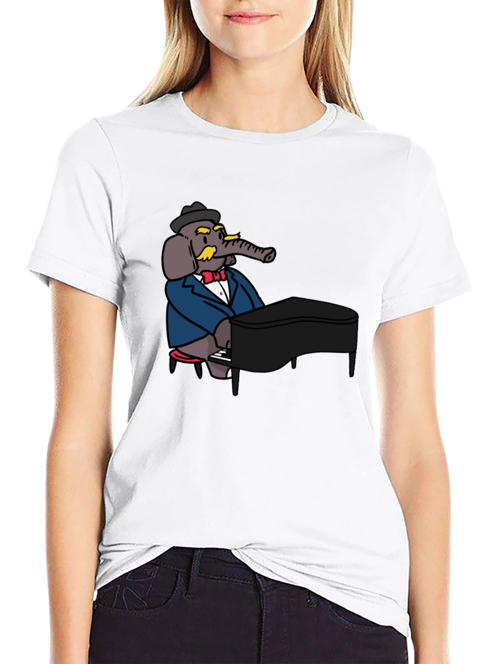 Elephant Musician Black T-Shirt
