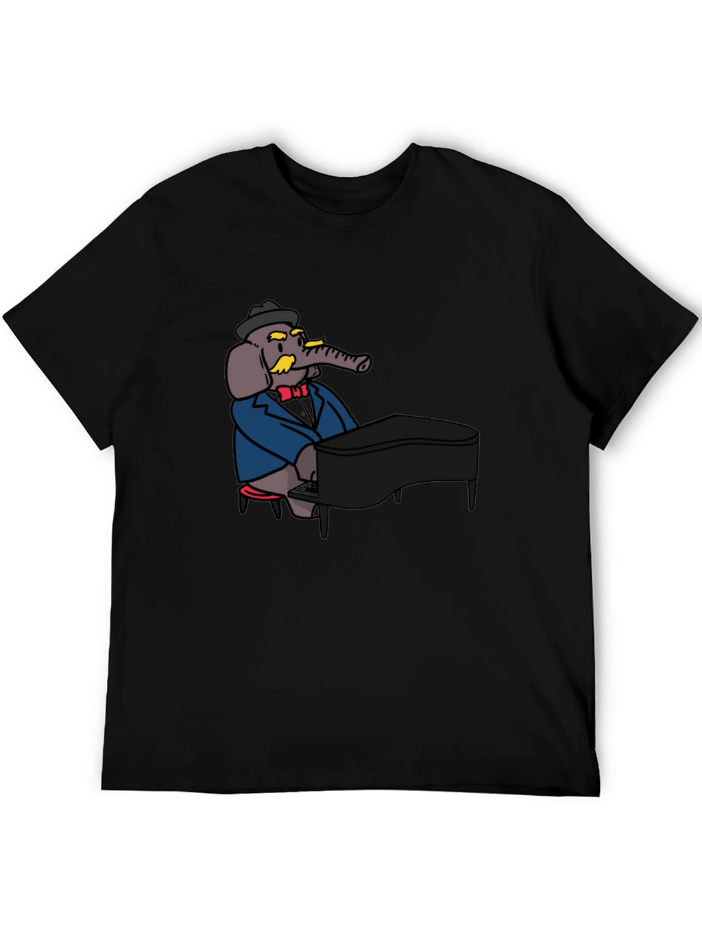 Elephant Musician Black T-Shirt