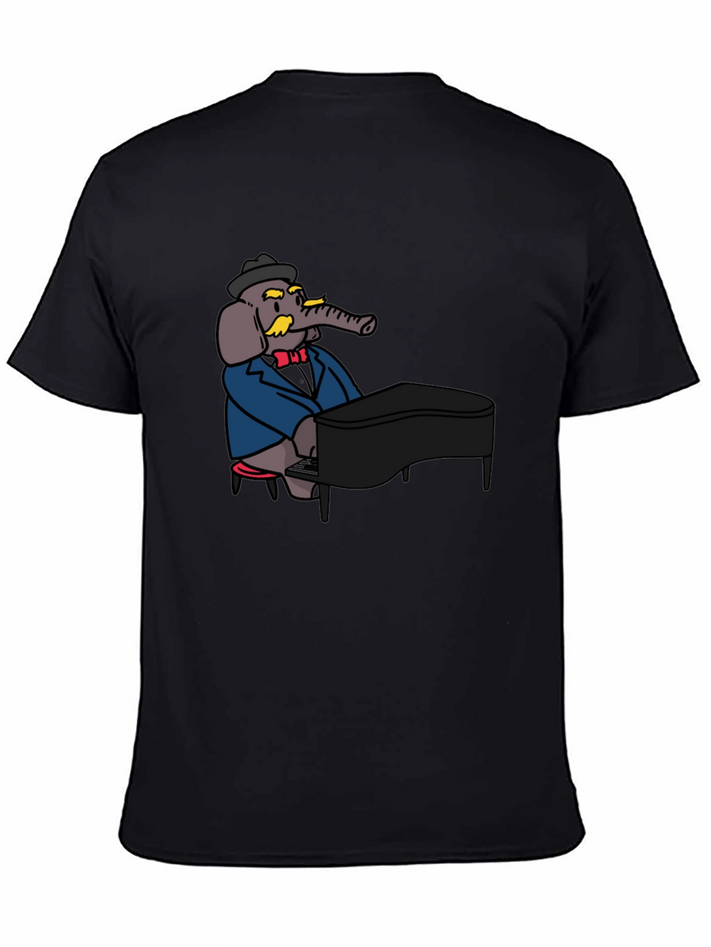Elephant Musician Black T-Shirt