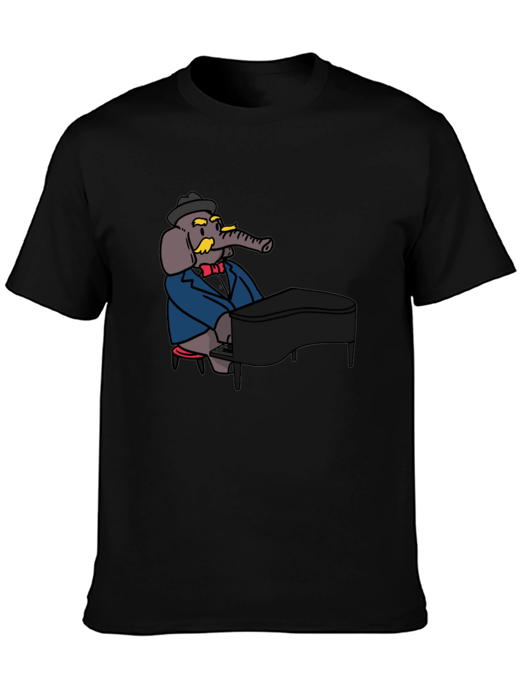 Elephant Musician Black T-Shirt