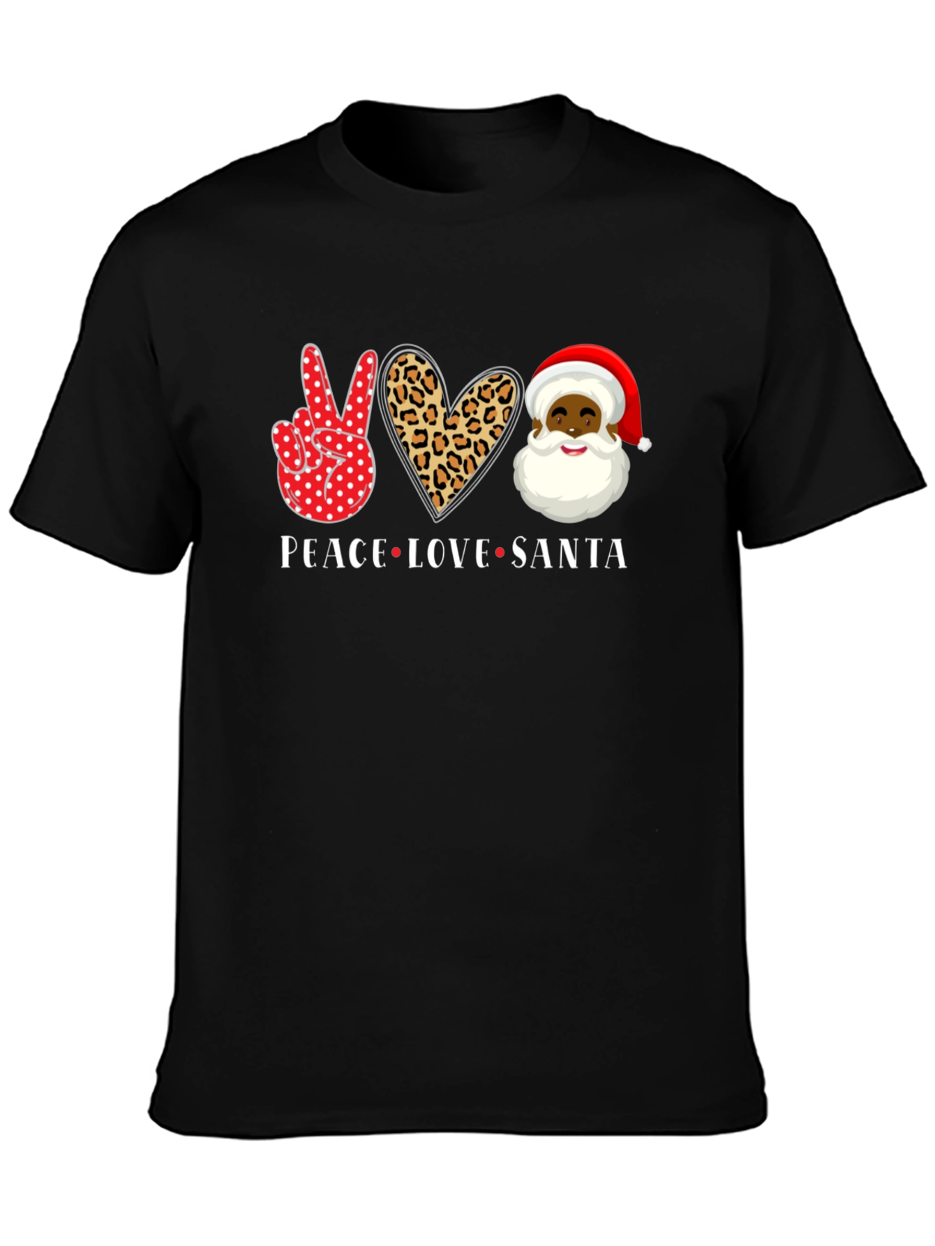 Peace Love Santa Black T-Shirt