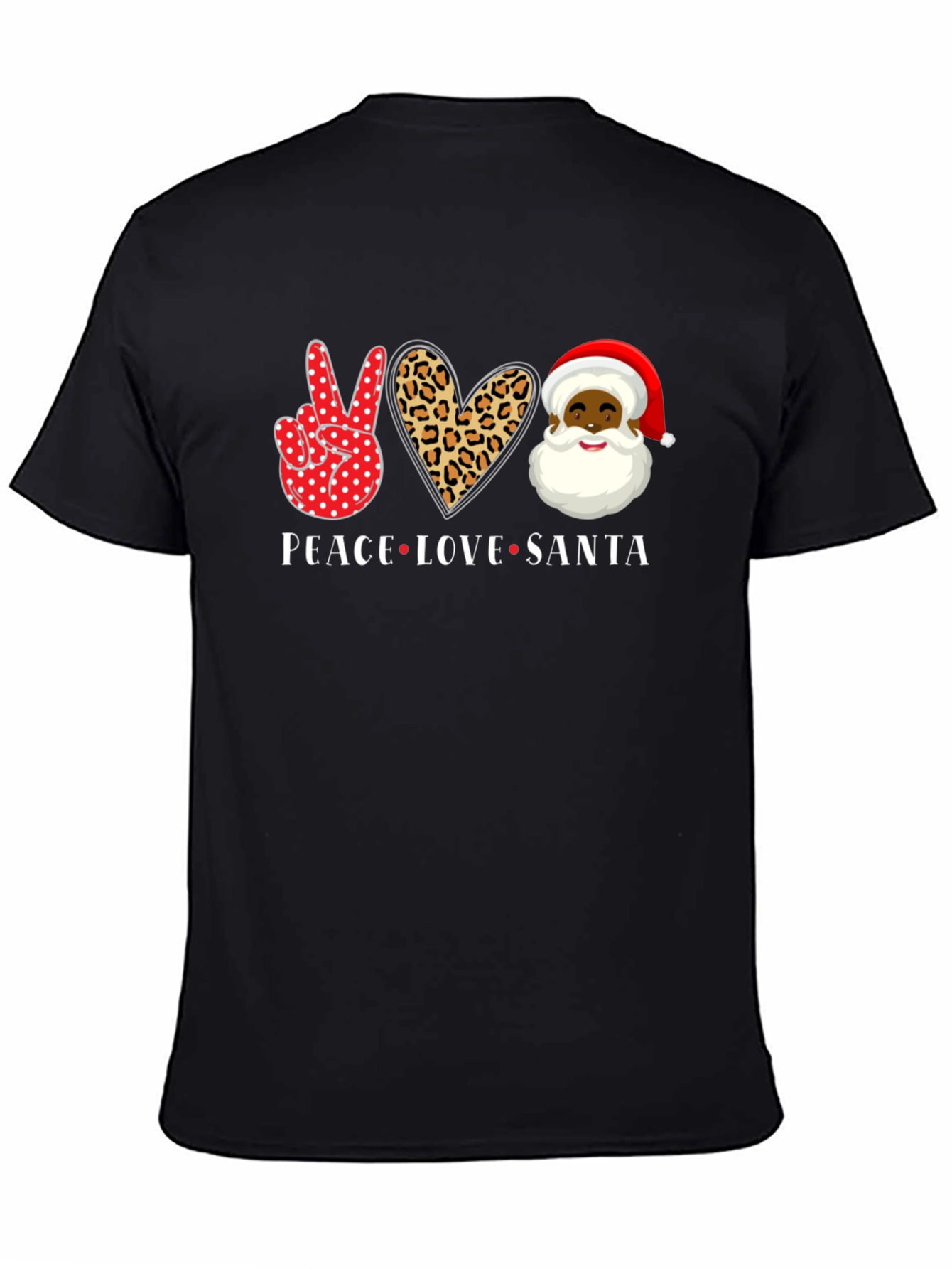 Peace Love Santa Black T-Shirt