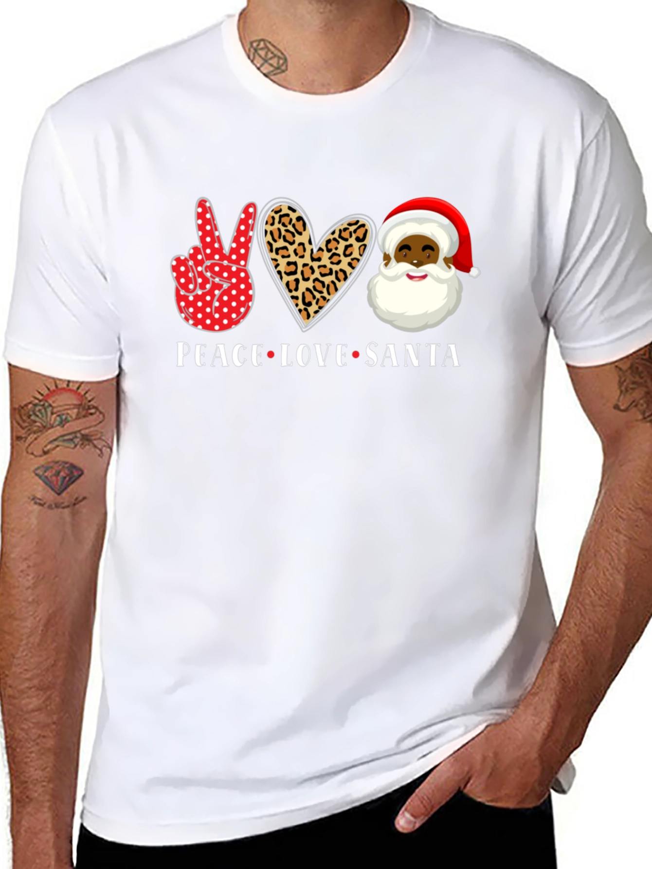 Peace Love Santa Black T-Shirt