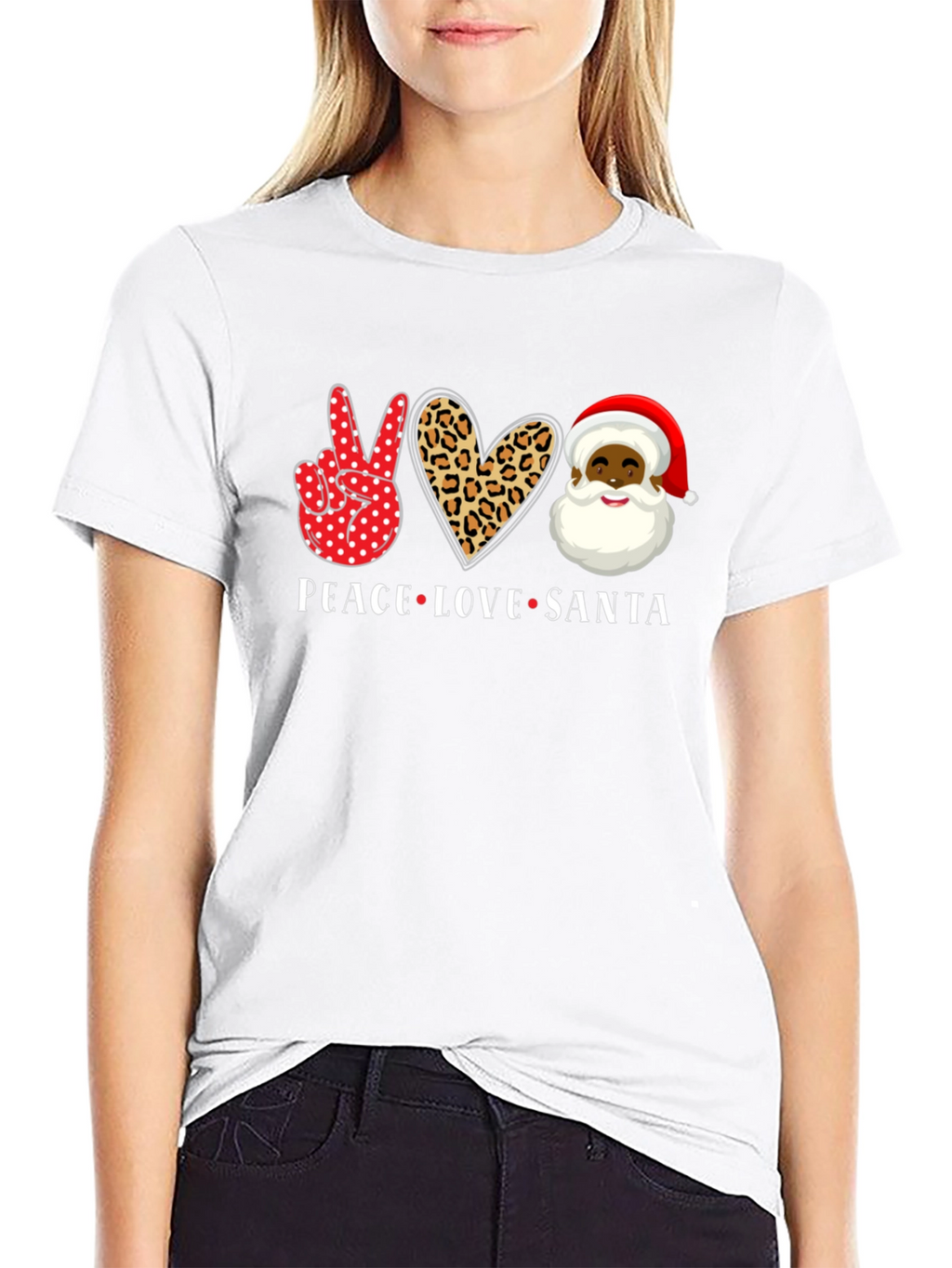 Peace Love Santa Black T-Shirt