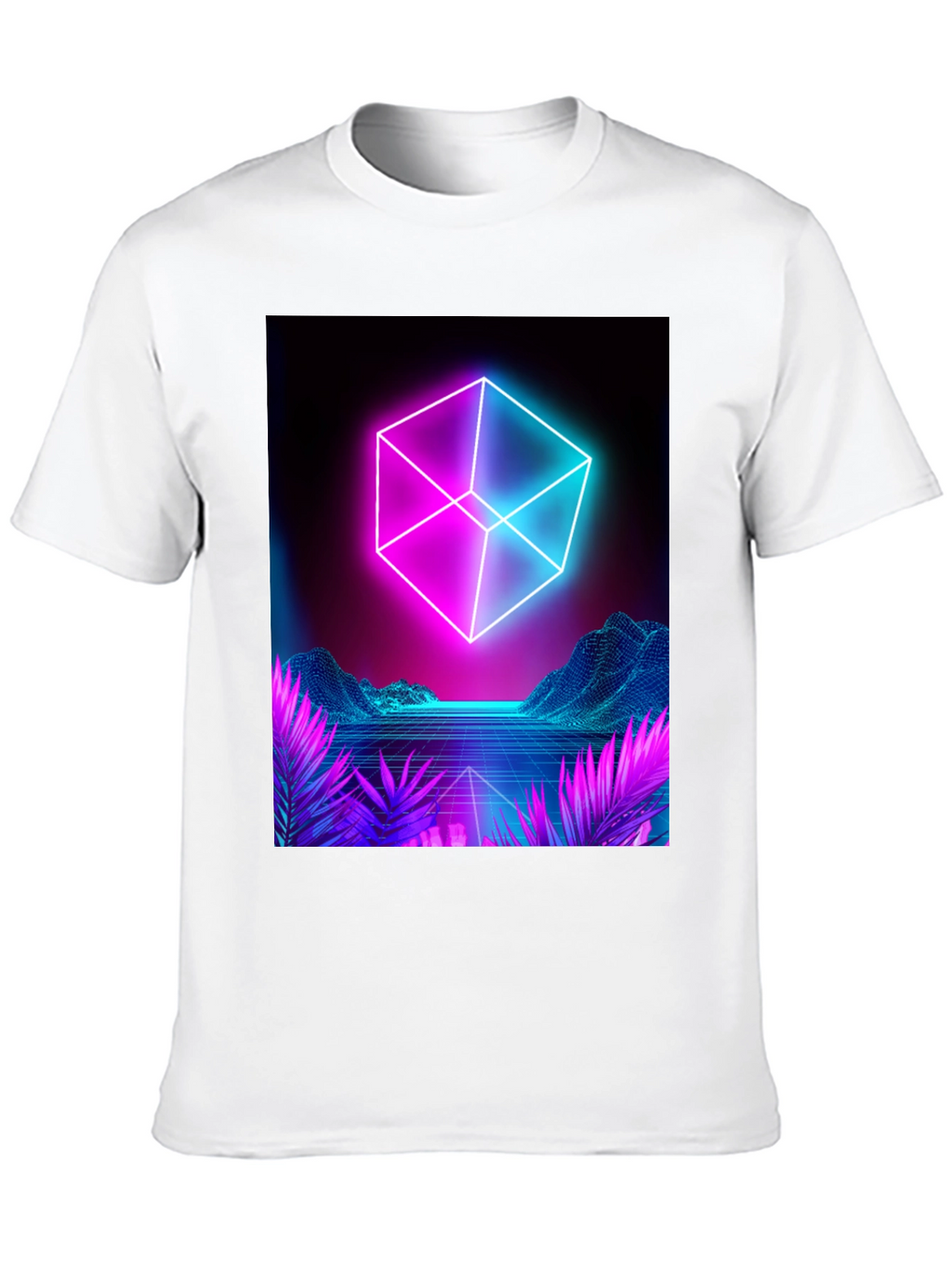 Retro Neon Cube T-Shirt - Cyberpunk Style