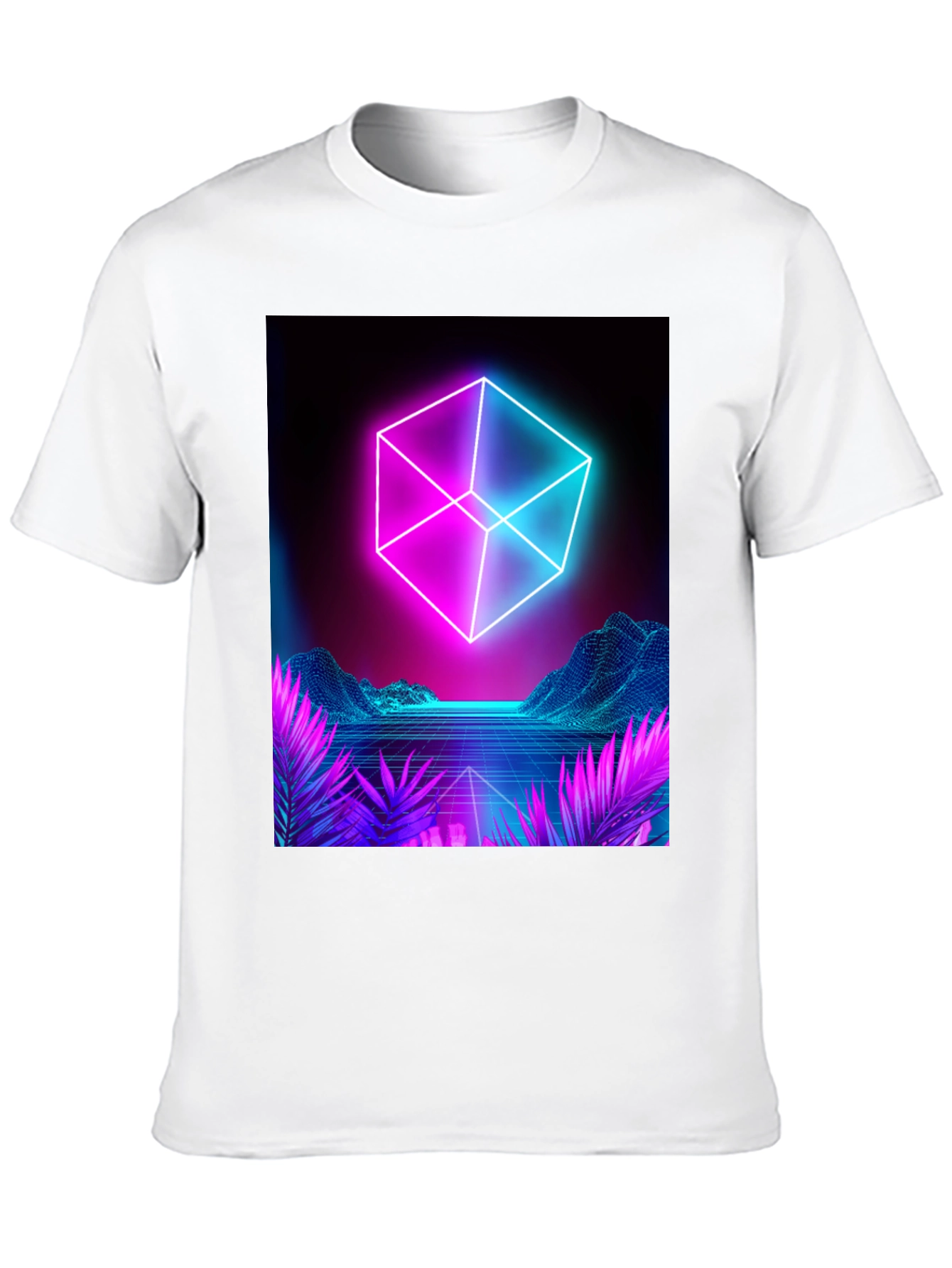 Retro Neon Cube T-Shirt - Cyberpunk Style